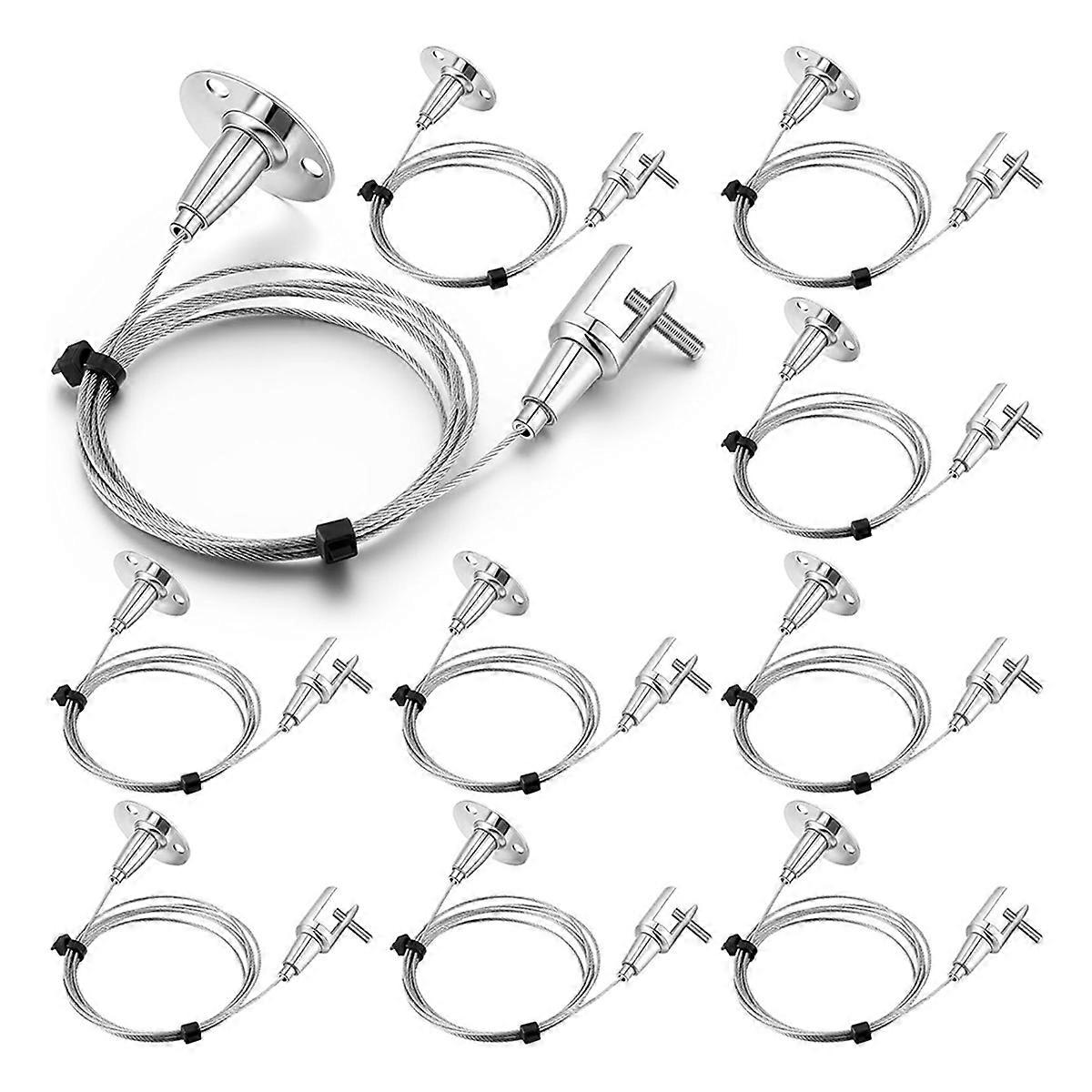 10 Pcs 6.5 Ft Ceiling Sign Hanger Picture Rail Hanging Suspension Wire Acrylic Board Display Metal