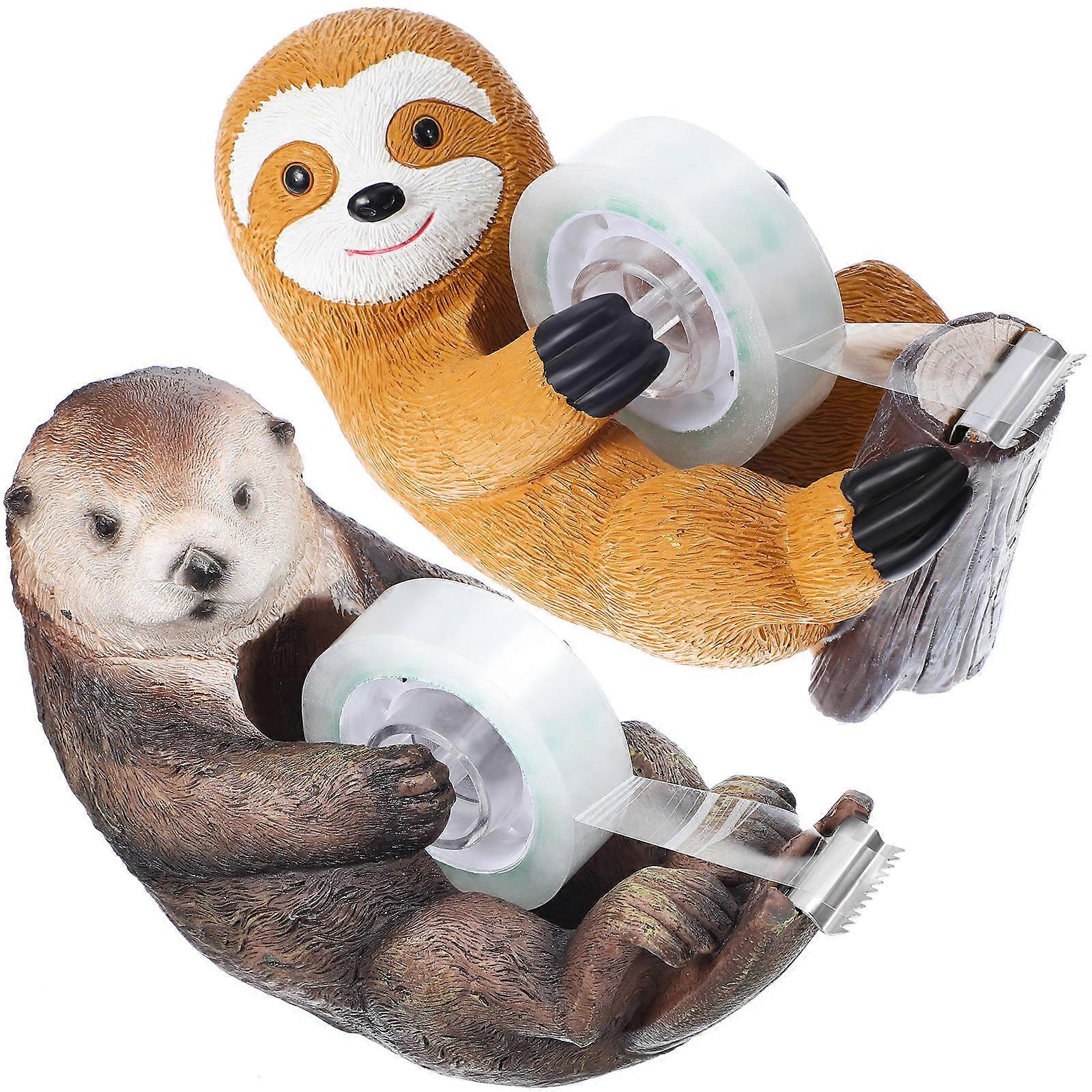 Cute Tape Dispenser Desk Supplies Otter Shape Assorted Color Resin 2Pcs