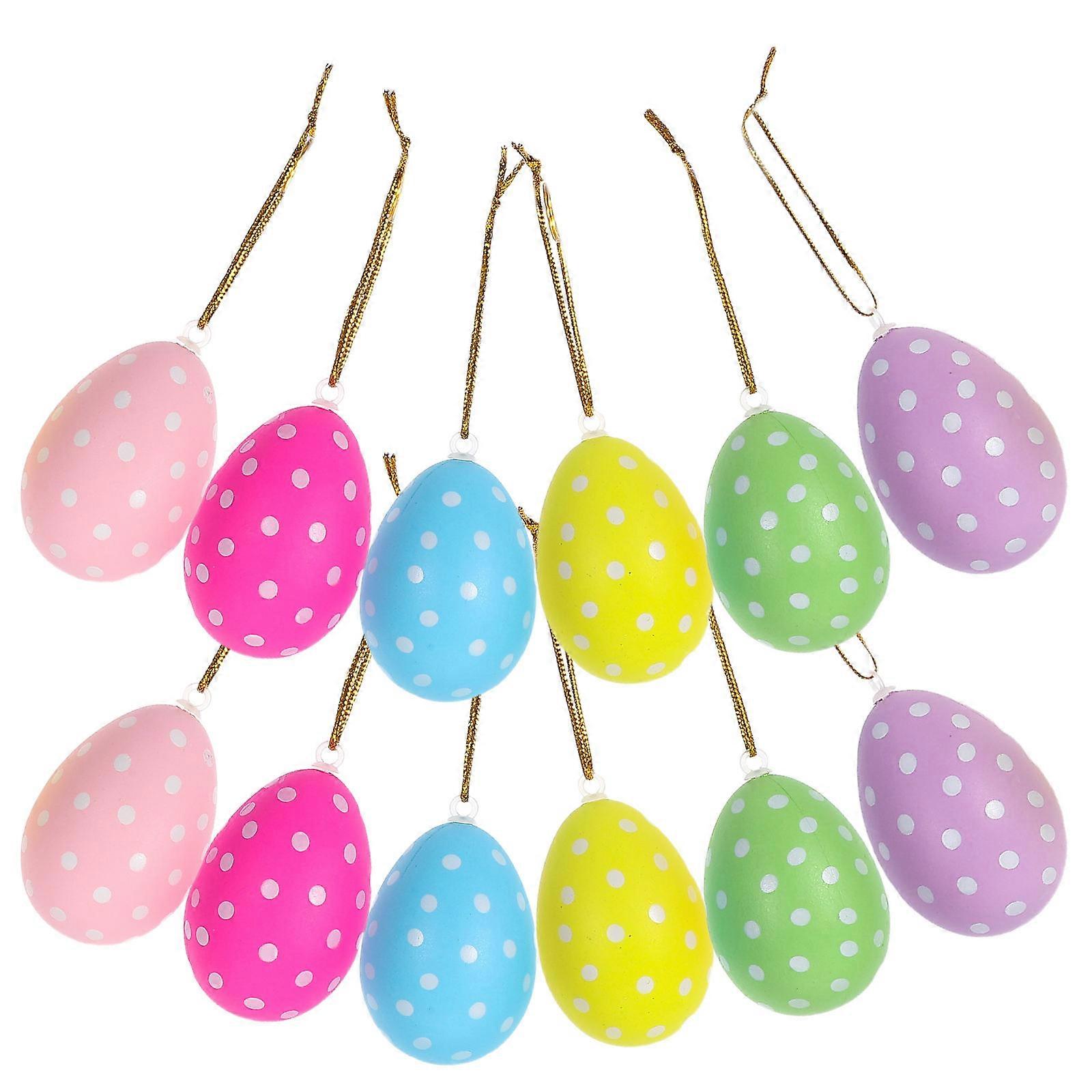 Artificial Easter Egg Tree Ornament Assorted Color Plastic Eggs Festive Occasions 6.00X4.00X4.00Cm 12Pcs