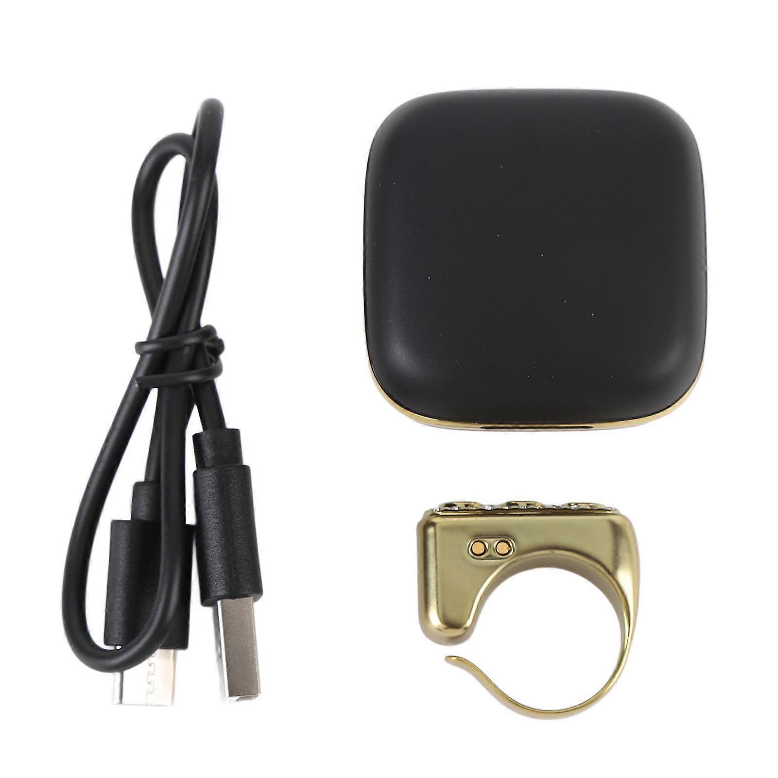 Golden Bluetooth Scrolling Ring: Remote Page Turner & Camera Shutter for Android Devices