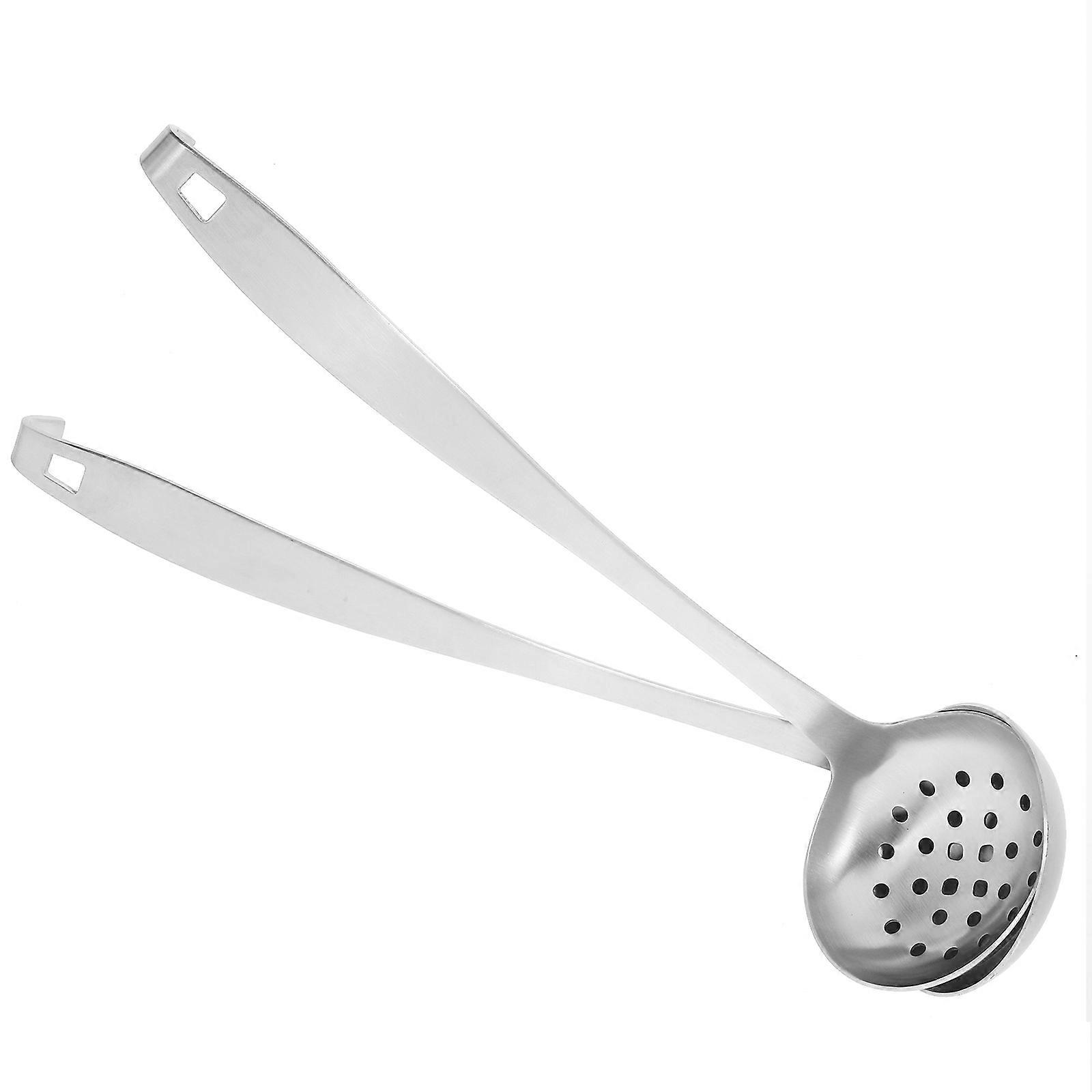 Stainless Steel Soup Ladle & Slotted Spoon with Hooks – Long Handle Kitchen Utensils for Serving Soups & Straining Ingredients from Deep Pots