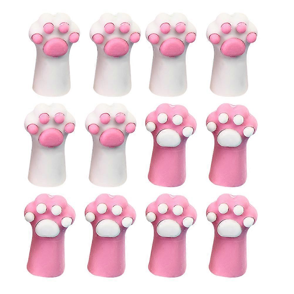 Student Stationery Assorted Color Cat Paw Shape PVC 12Pcs
