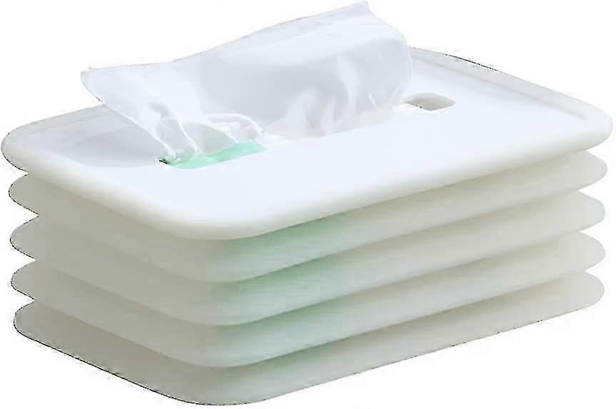 Rectangular Foldable Tissue Box Cover with Auto-shrink Refillable Cube Tissue Dispenser Holder