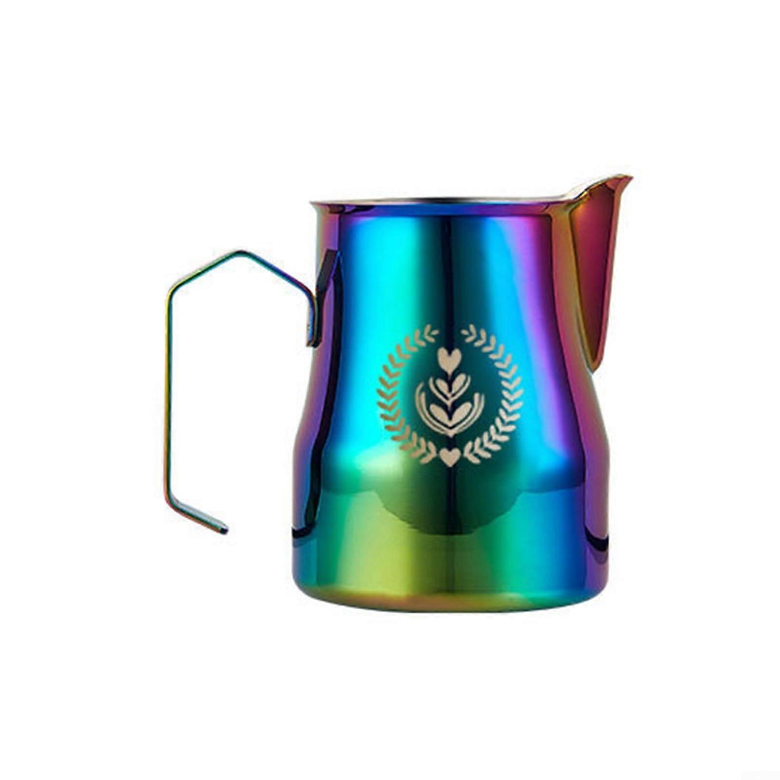 Coffee and milk frothing jug with and ergonomic handle, made of stainless steel (350 ml color) 350ml Color