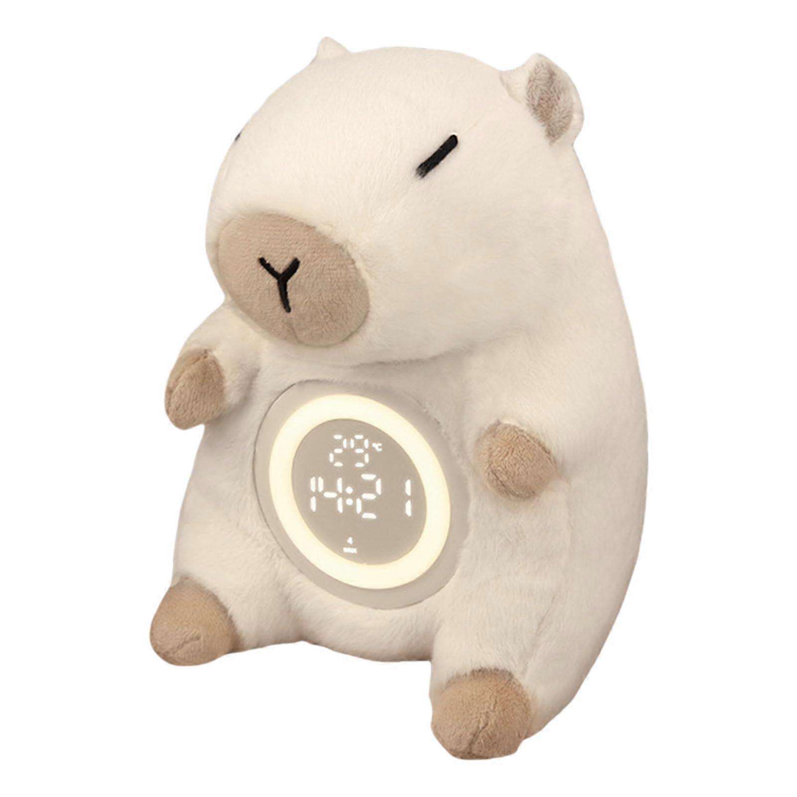 Plush Toy Alarm Clock Kapibala  Digital Clock for Kids' Bedroom with Soft Night Light, 2 Alarms, Snooze Function