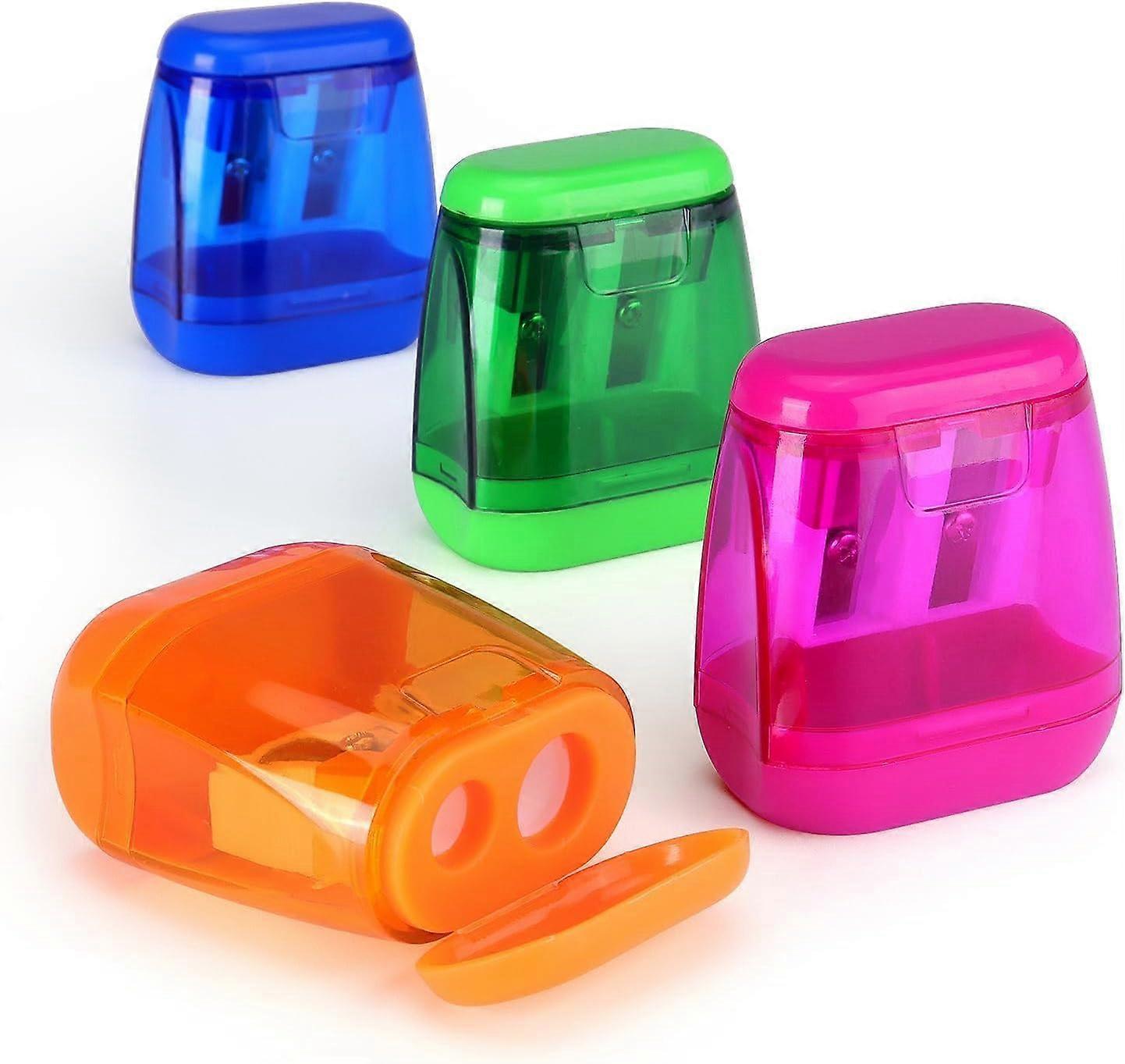 4in1 Pencil Sharpener Set, Includes Metal Case DualHole Sharpener (4 Colors)