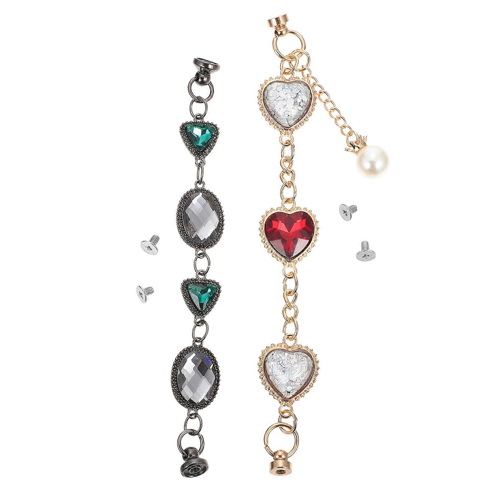 Phone Case Charms Chain 2Pcs Multi Alloy DIY Phone Grip Chain with Mood-Boosting Design for Decor