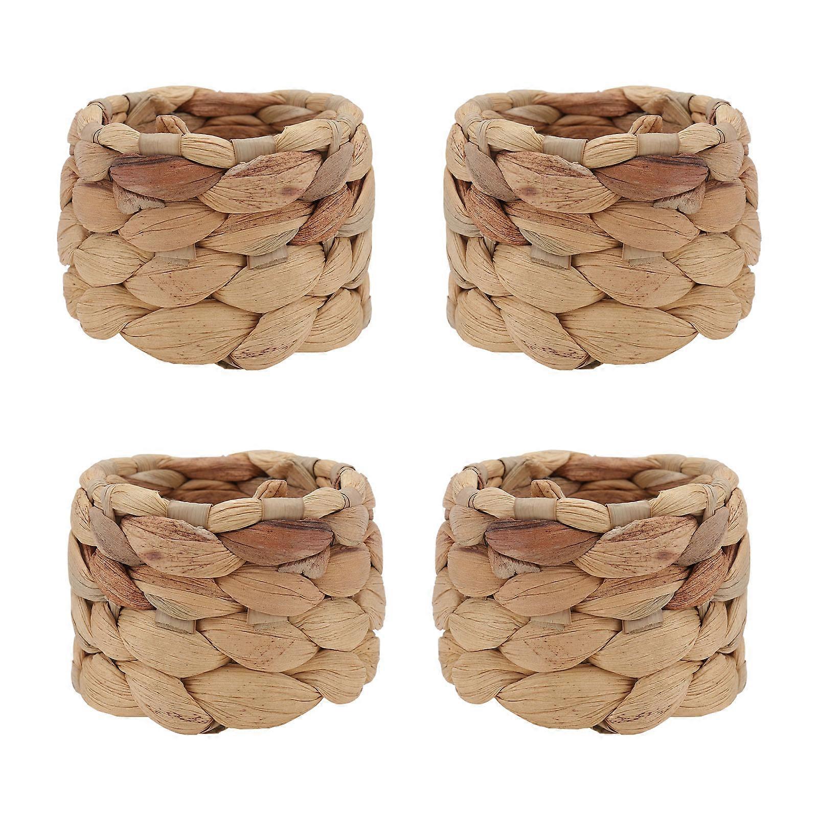 4pcs Decorative Weaving Craft Napkin Holder Rings