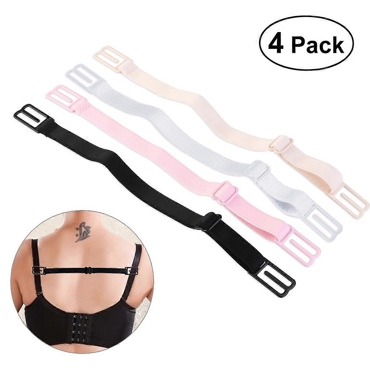 2 Pair Non Slip Strap Holder Clips, Adjustable Elastic Straps for Sports & Daily Wear, Comfortable Stretchable Design (Black, Skin Color, White, Pink)