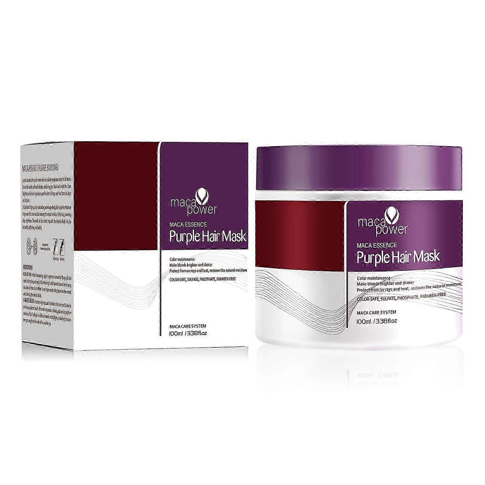 Máscara de Cabelo Roxo Maca Power Profissional Neutraliza Tons de Latão e Amarelo para Cabelos Loiros Cinza Prateado com Mechas 100ML