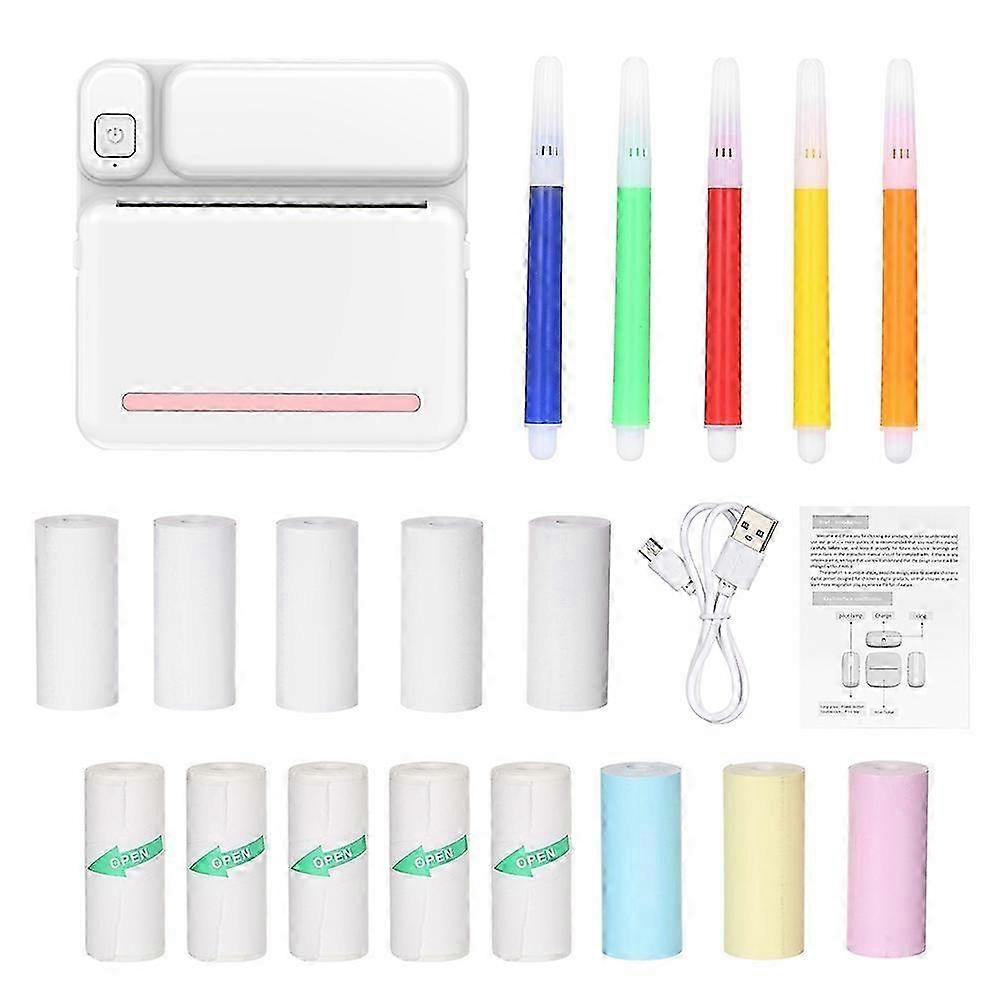 Portable Pocket-size Thermal Printer Wireless BT Printer Simple Operation Support Photo Notes Errors Text Memo Printing Pink