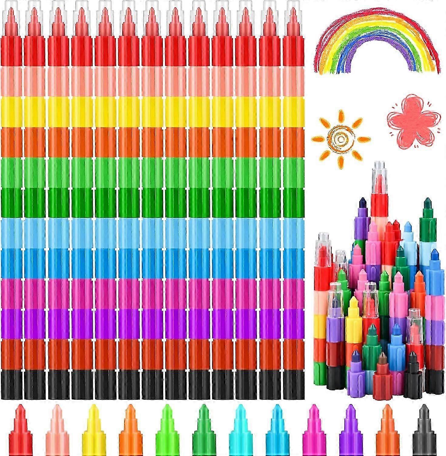 Creative Art Tools, Stackable Crayons For School And Office, Buildable Crayons With Vibrant Colors Ideal For Classroom Prizes And Gifts, Non-toxic,