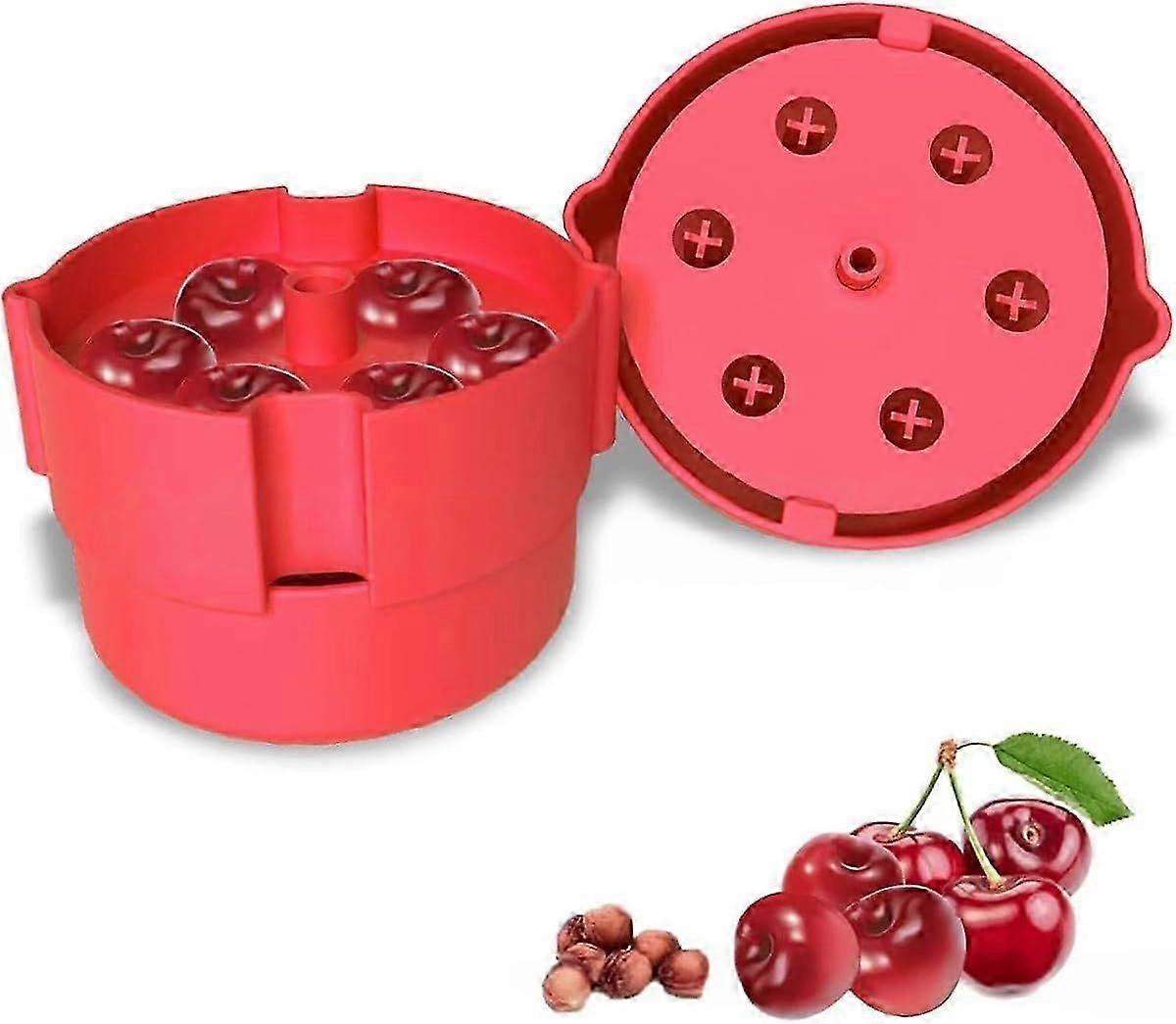 Portable Cherry Pitter Corer Tool with Splash Guard Pits 6 Cherries at Once Dishwasher Safe ABS Construction