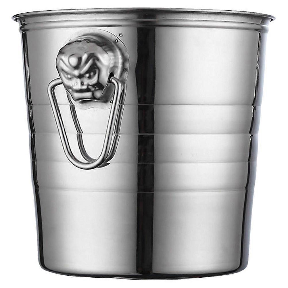 Metal Beverage Tub Sturdy Structure For KTV Use Silver Stainless Steel Round Shape Holds 1Set
