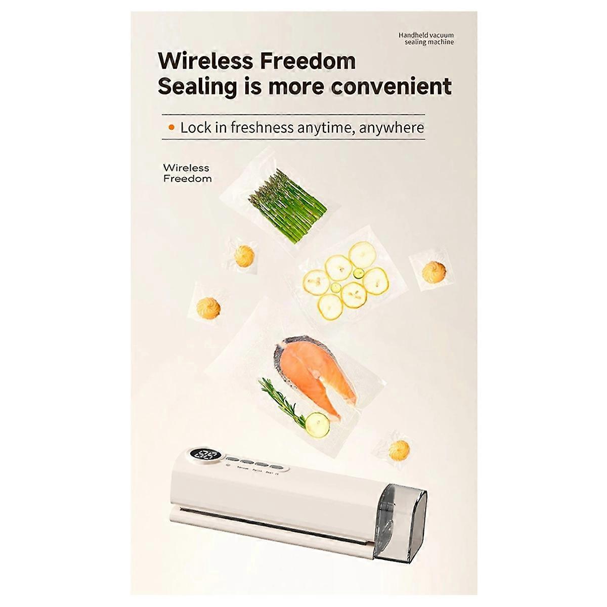 Vacuum Sealer Digital Display Strong Suction Easy to Use Multi-Purpose Heat Sealer Rechargeable Food