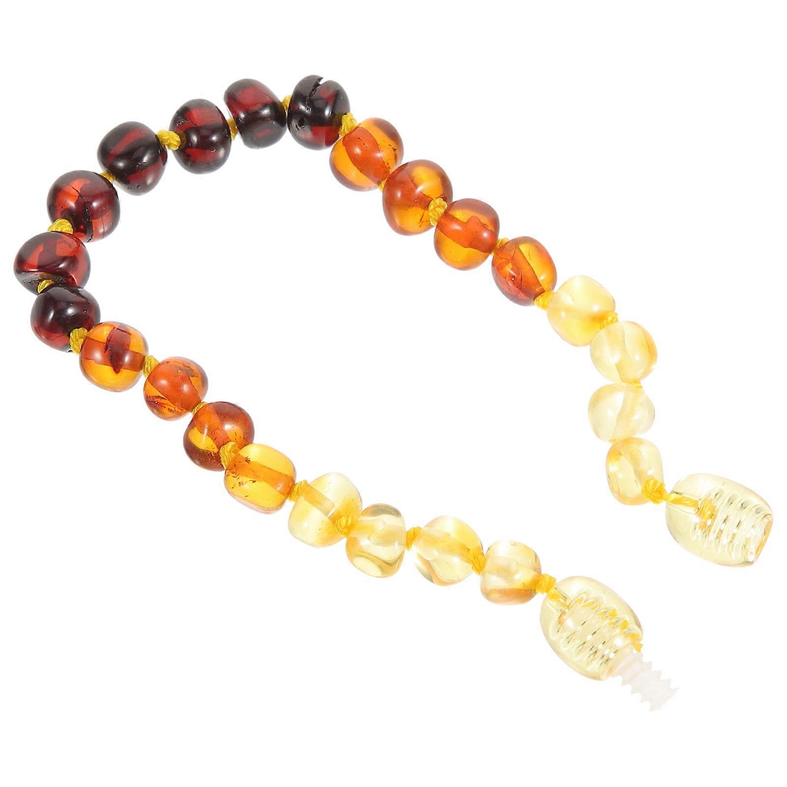Beaded Bracelet For Daughter Brain Development Support Amber Toddler Safe Bracelets 3.5x3.5cm 1Set