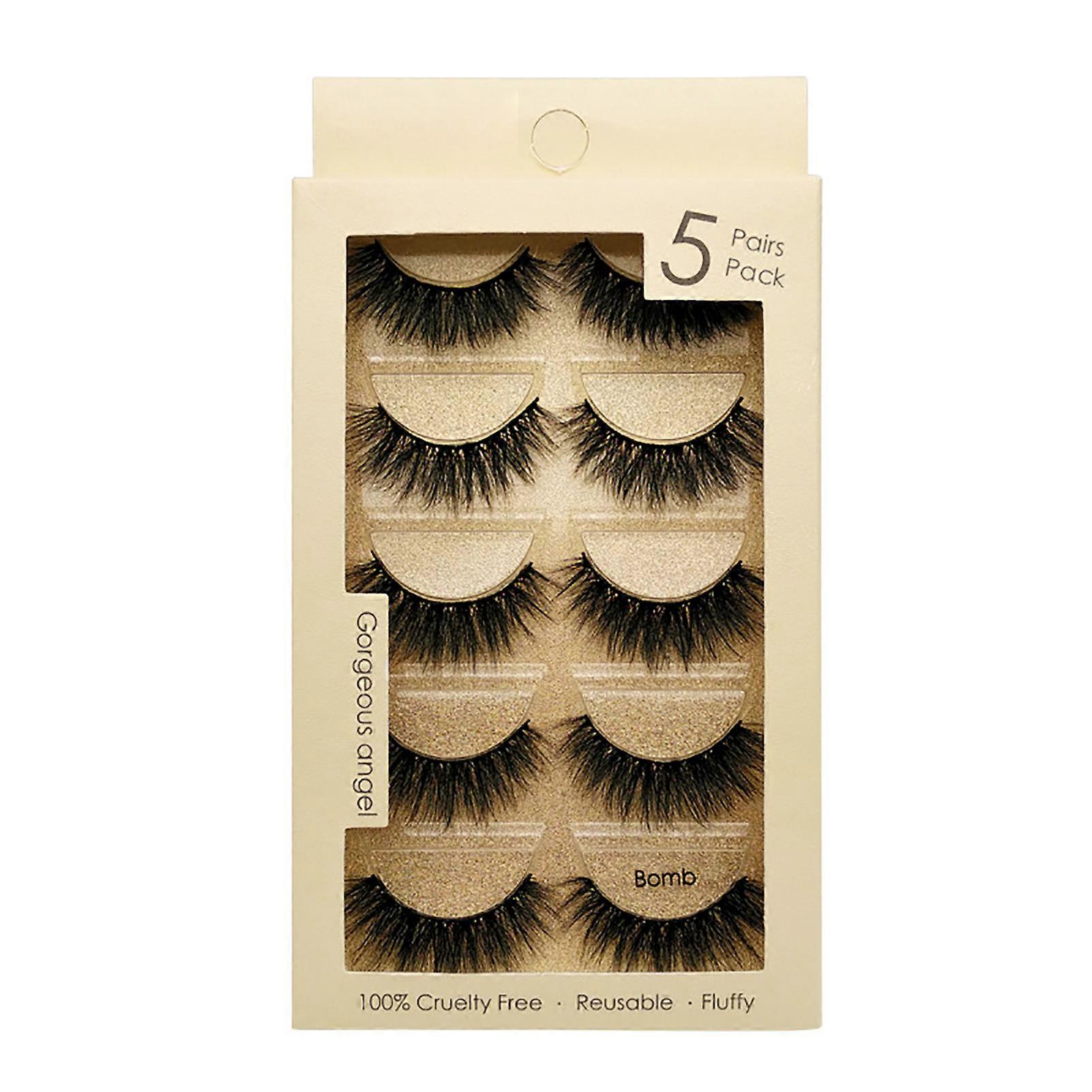 5 Pair False Eyelash Slender Soft Cotton Thread Stem 3D Mink Fake Eyelashes for Makeup