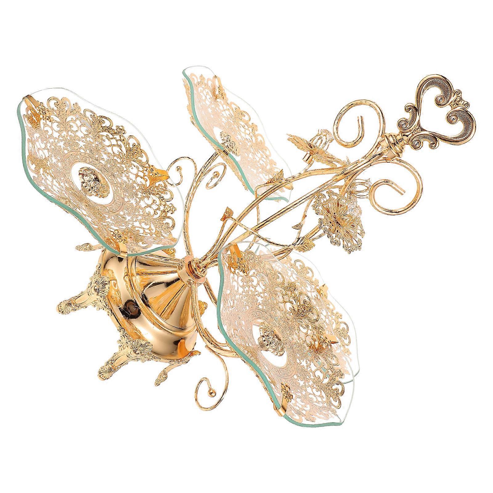 European Serving Tray Multi Layer Cake Tray Golden Use 18.5×16.1×6.9in 1Pcs