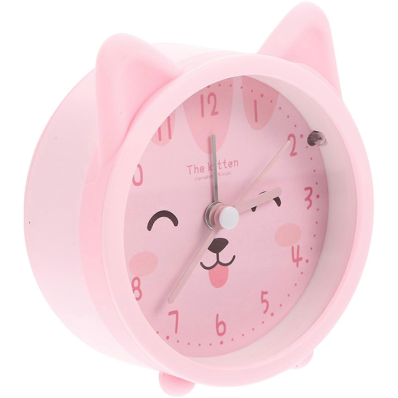 Adorable Kitten Ear Silent Alarm Clock Battery Not Included Desktop Timepiece