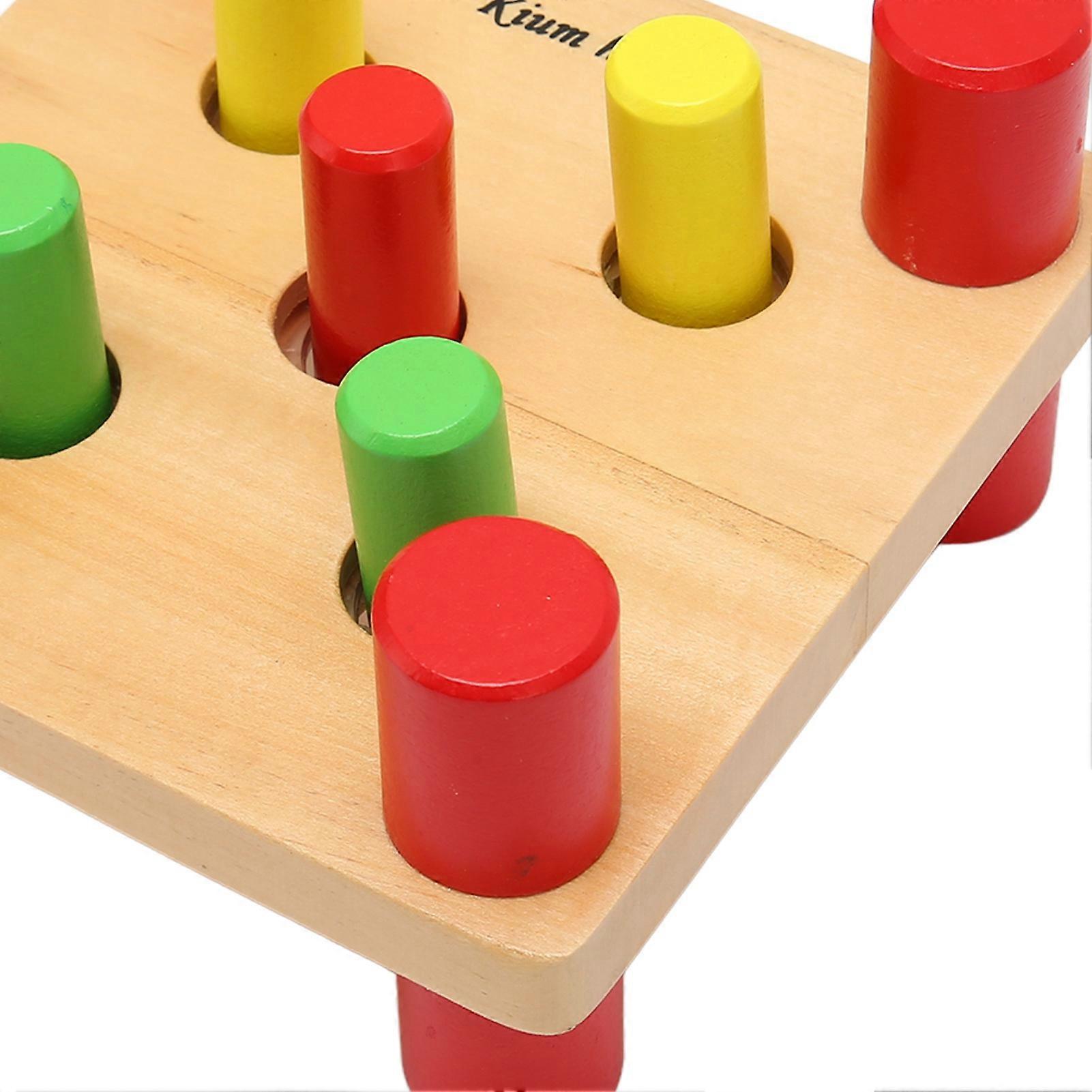 Wooden Hammering Toy Safe Durable Wood Smoothing Interactive Pounding Bench Toy with Mallet for Kids Family