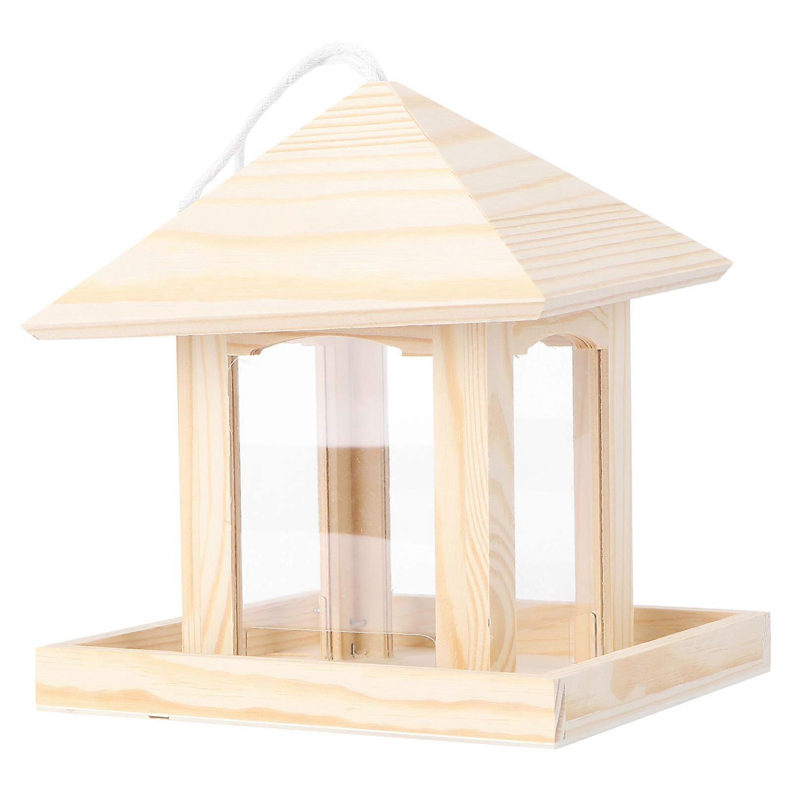 Wood Hanging Bird Feeder – Durable Garden Feeder for Birds, Easy Assembly, Decorative Design