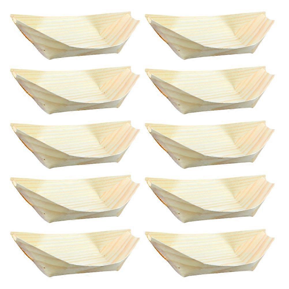 Khaki Food Tray in Boat Shape Made of Synthetic Material for Kitchen 9.84 x 6.3 Inches