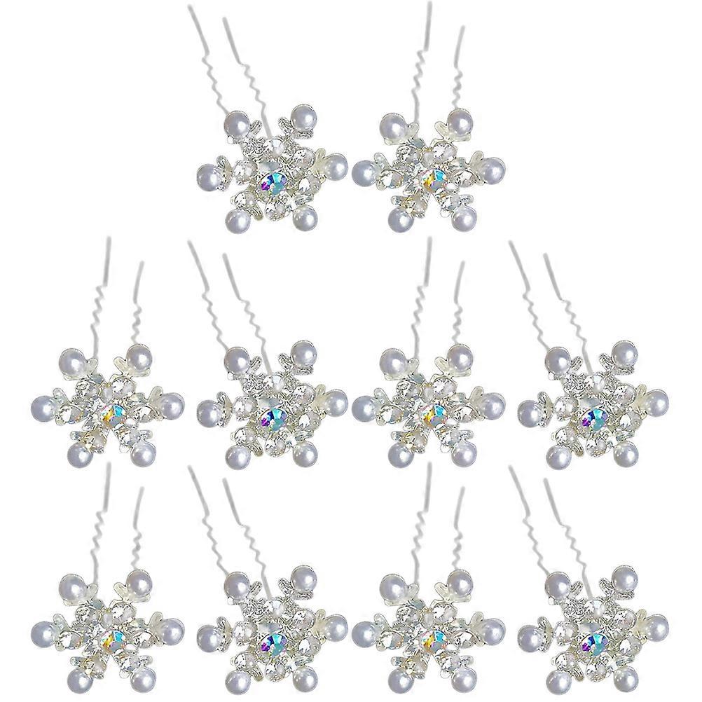 Elegant U Shaped Bridal Hair Pins with Pearls and Rhinestones – Snowflake Design for Weddings, Proms, and Special Occasions – Stylish Hair