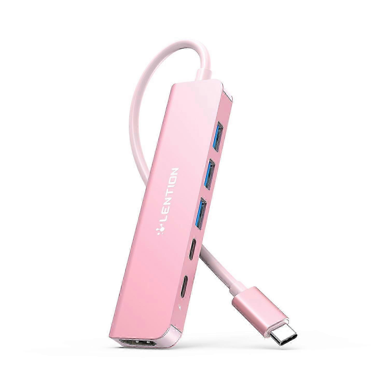 LENTION CE35sH Cloud Ala Series 6-in-1 USB-C Hub Adapter USB-C to 3 USB3.0+HD 4K/30Hz+PD3.0+USB-CRose GoldMulticolor SZRH A-S