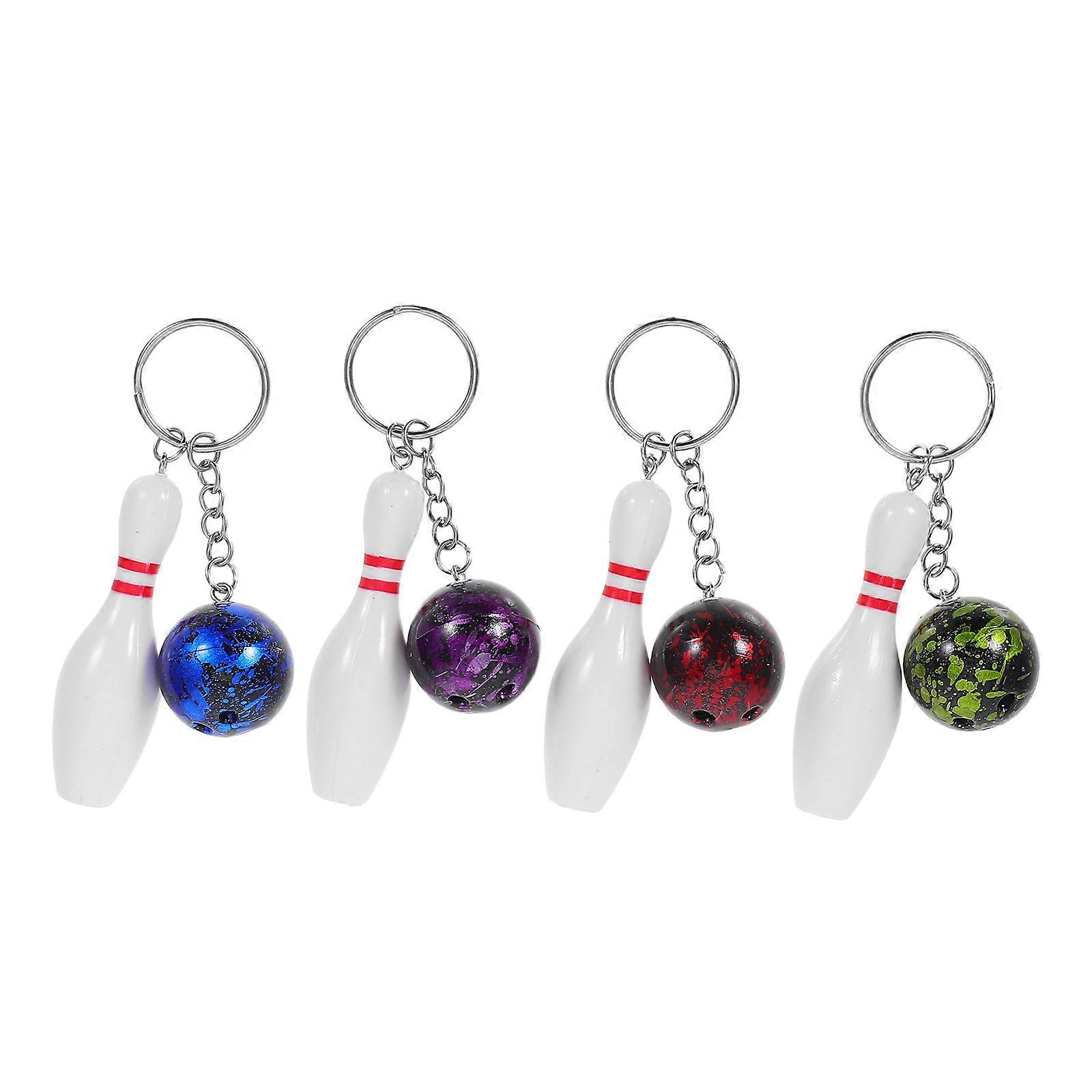 Simulated Bowling Keychains Mini Bowling Keychain Pendants for Decoration 4Pcs
