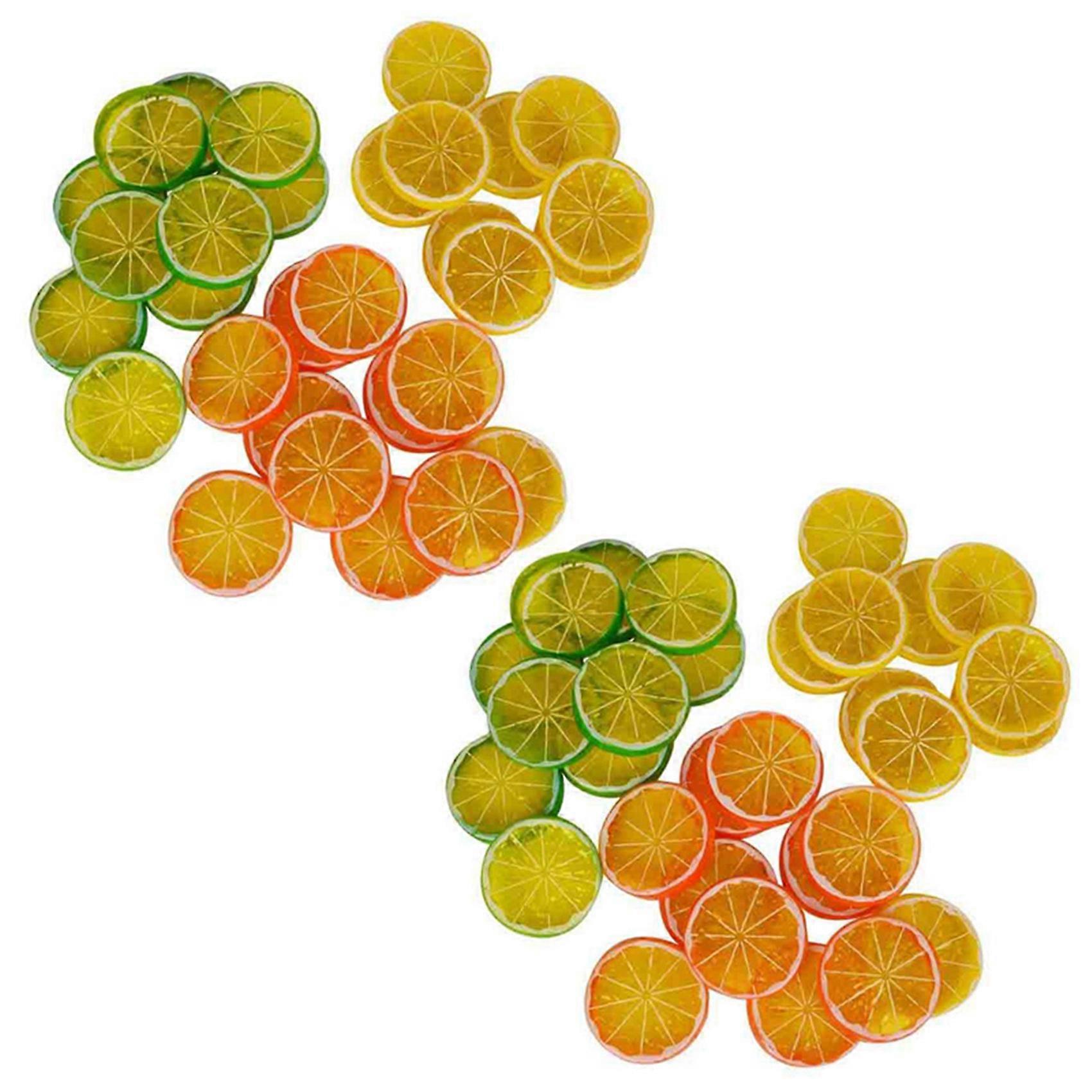 2 set Artificial Lemon Slices, Artificial Fruit, Mini Lemon Slices, Plastic Fake Fruit Model, Party