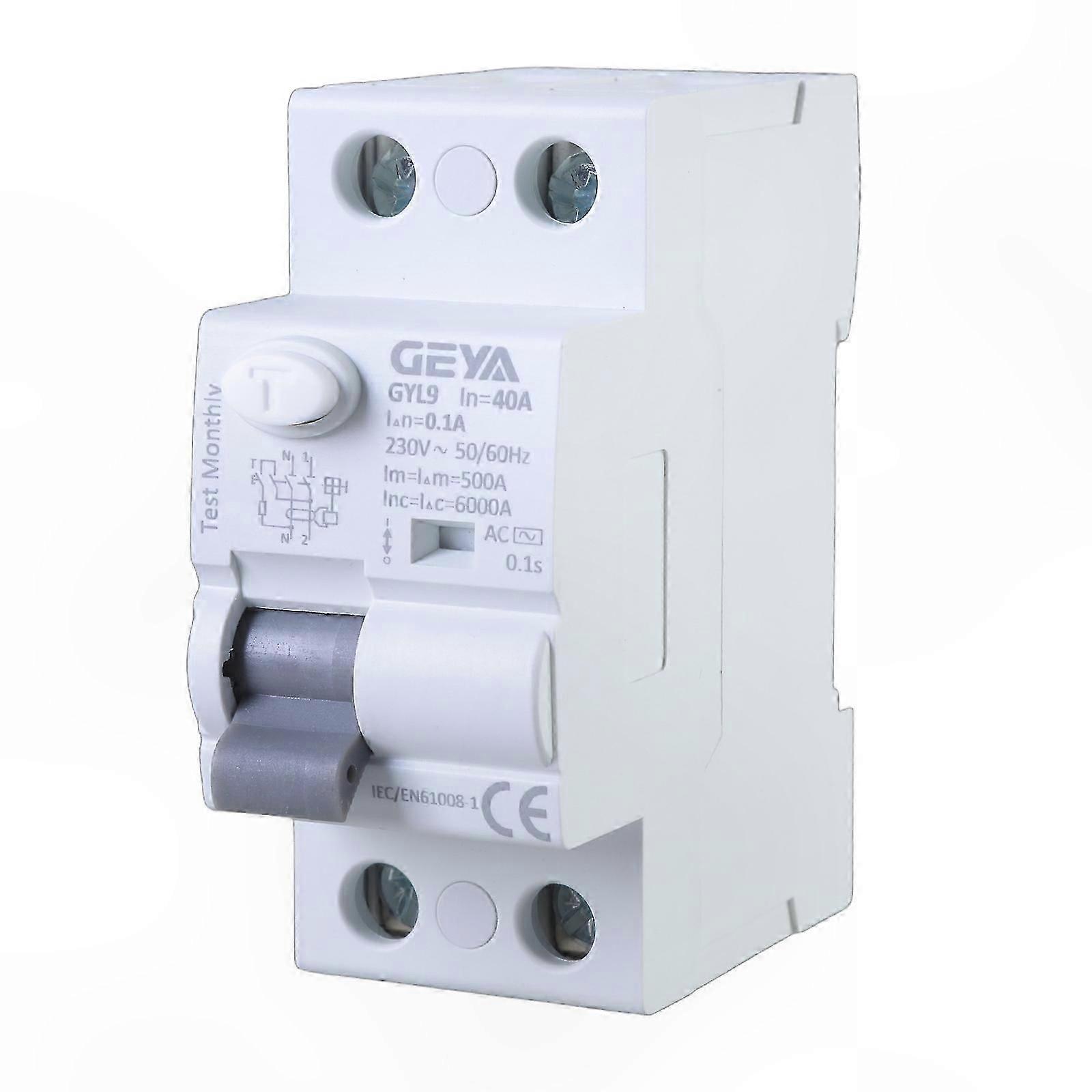 2P 40A Auto Reclosing Differential Circuit Breaker, 30mA/100mA/300mA Self-Resetting Protection Device for Electrical Safety