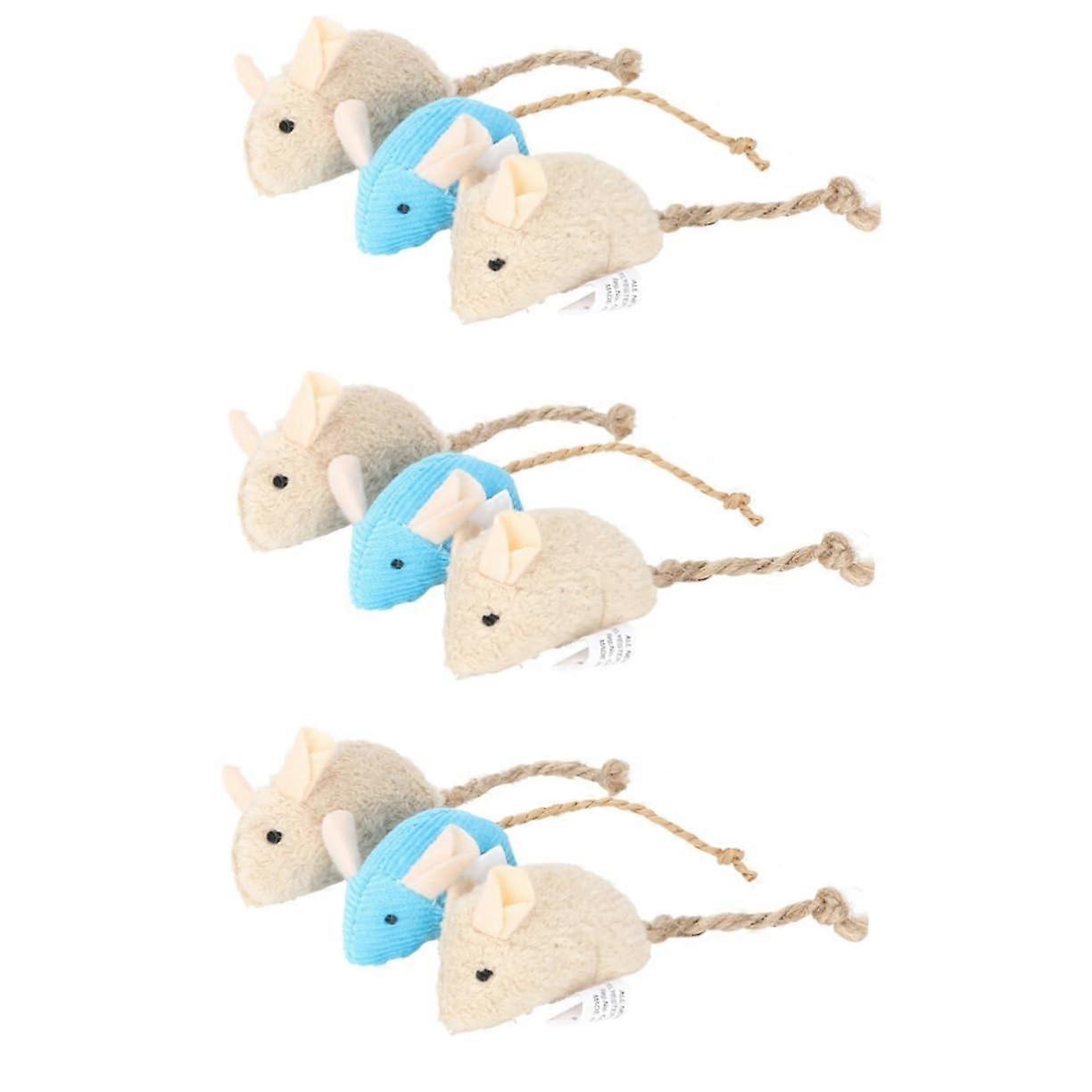 Cat Teaser Toys Pack of 9 Plush Mice Interactive Biting Toys for Cats Soft Cuddly Rat Plush Toys for Pets