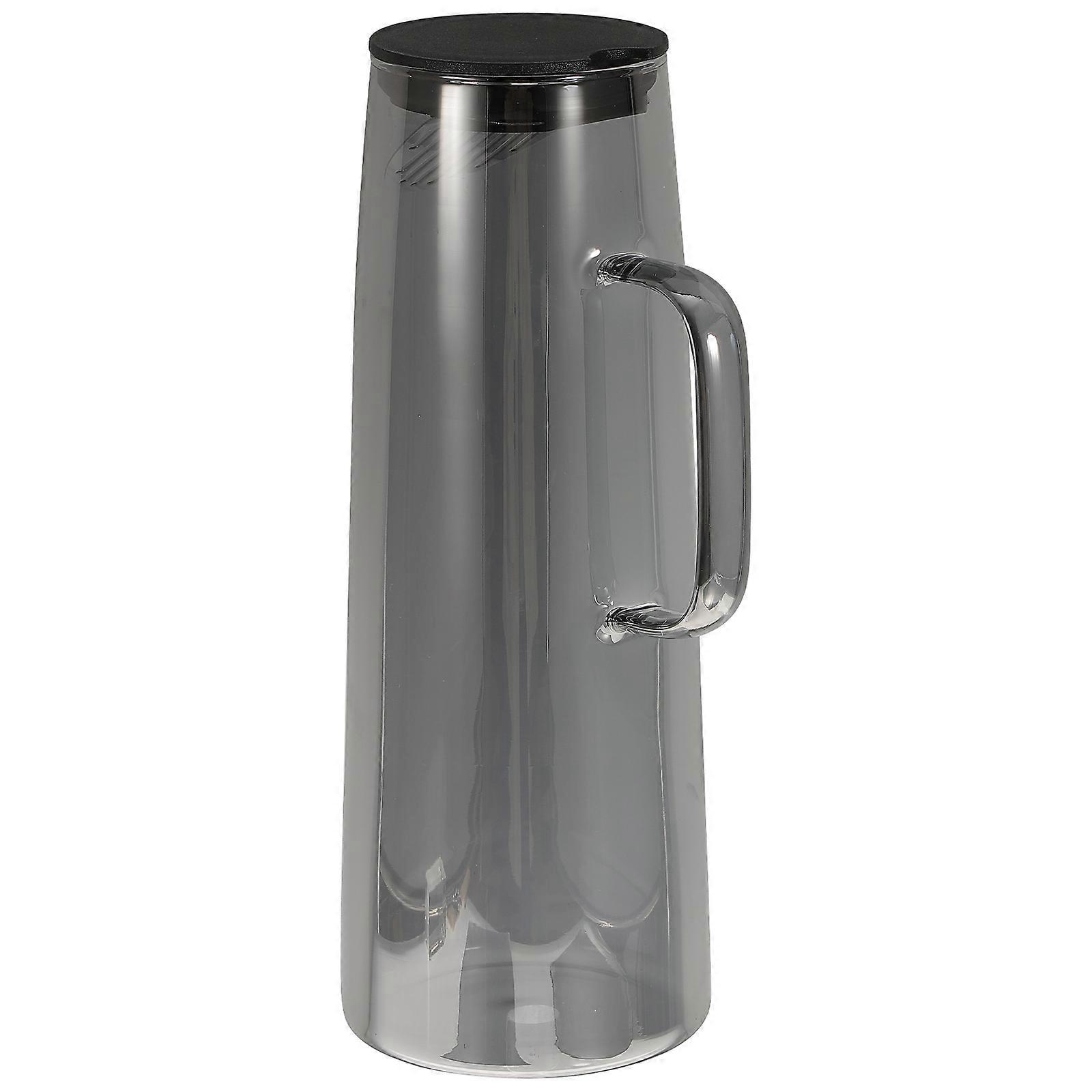 Transparent Water Pitcher with Lid for Storage Grey Glass and Stainless Steel High Temperature Resistant 1.5 L