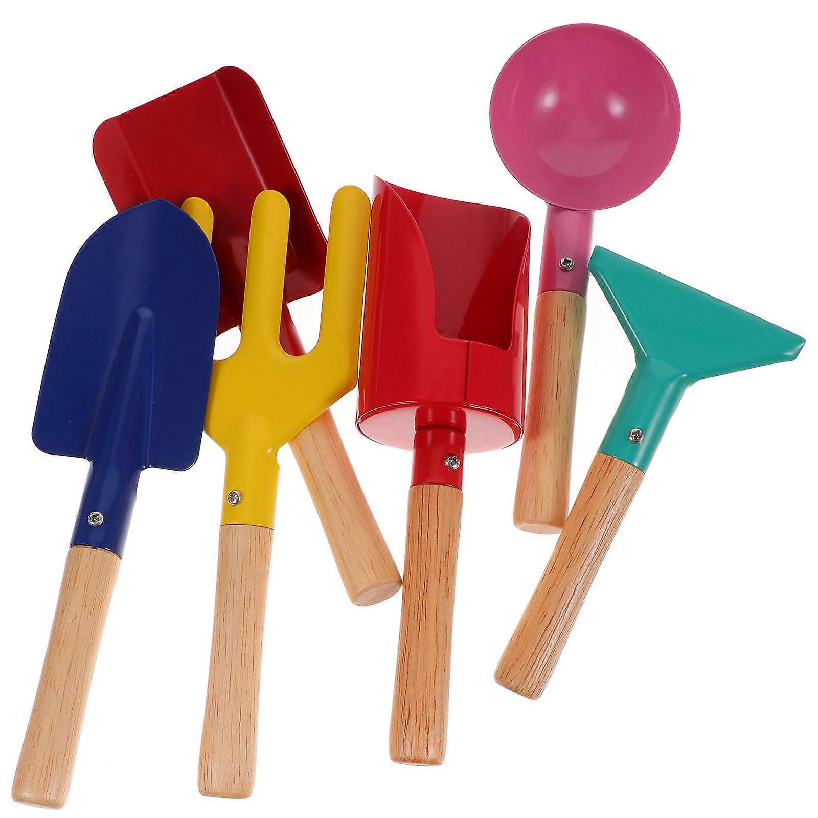 Kids Gardening Hand Rake Tool Set Assorted Color Lightweight Wood and Iron Small Rake for Outdoor Fun