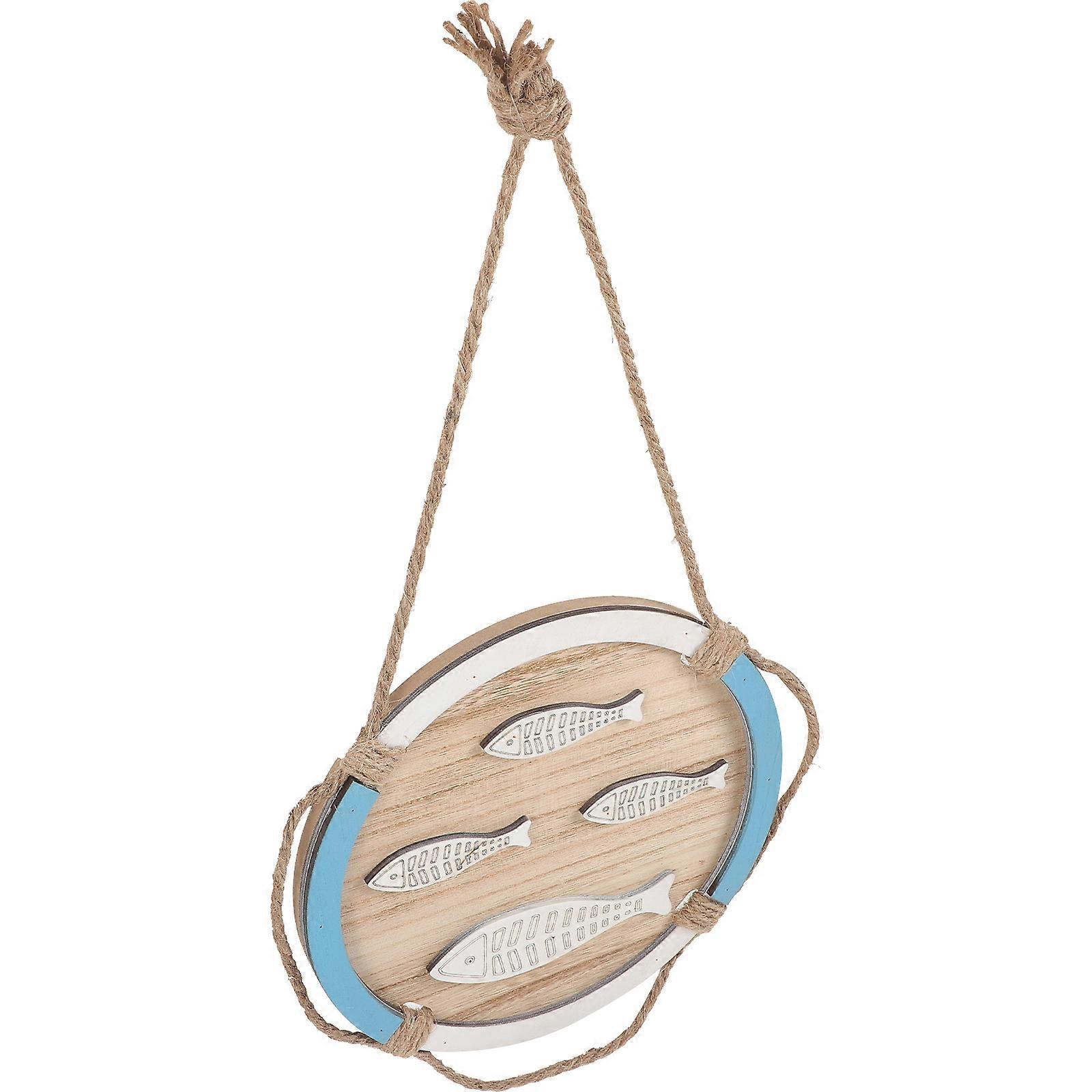 Mediterranean Style Wooden Wall Decor for Home Multi Color Coastal Theme 7 Inches