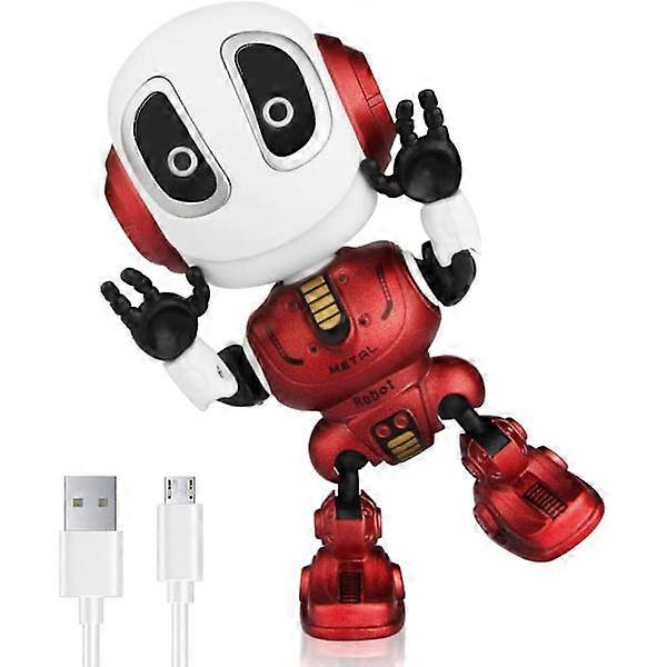 Talking robot toy - mini interactive recording robot for kids, red.