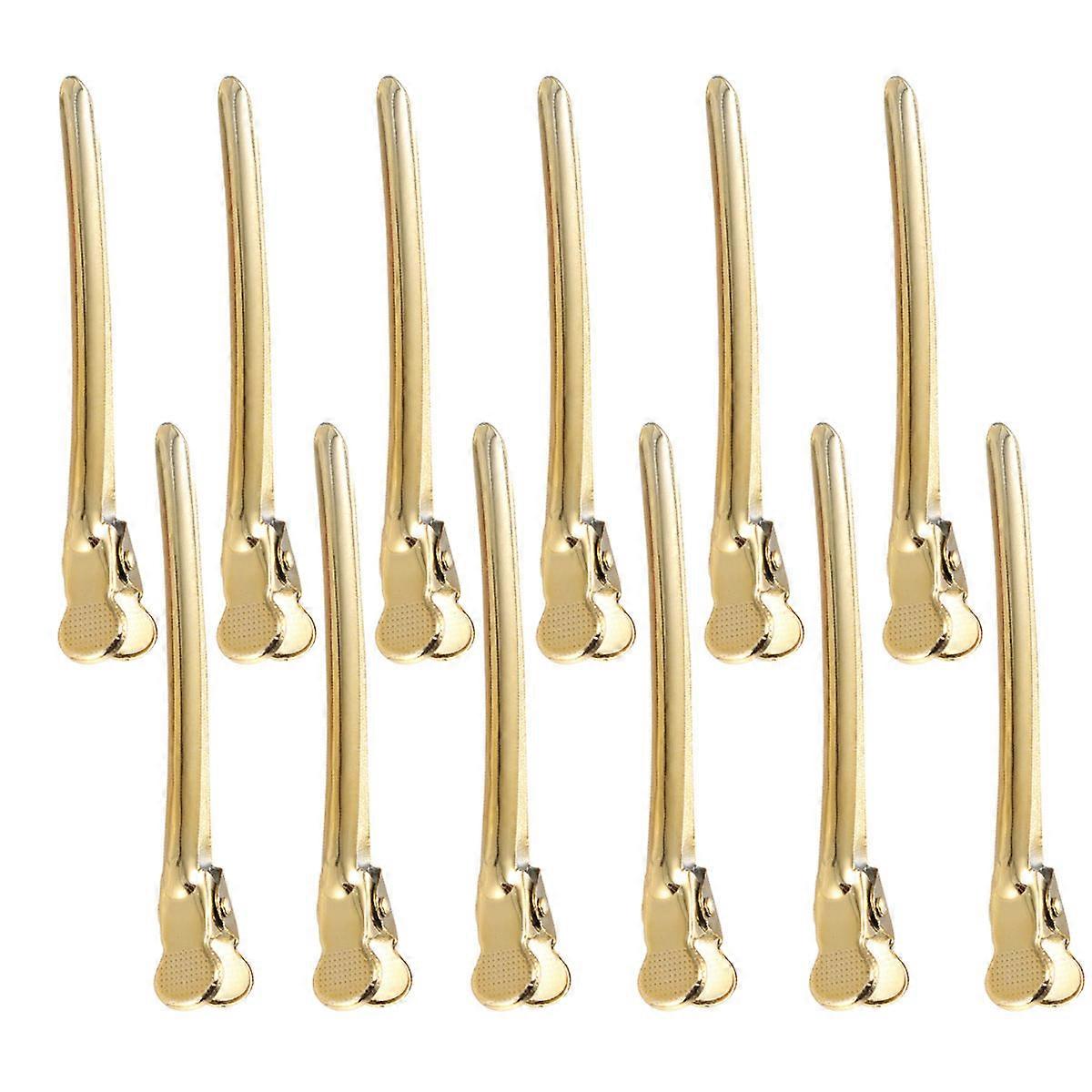 Golden Stainless Steel Hair Clip for Styling and Salon Use 12pcs 9cm