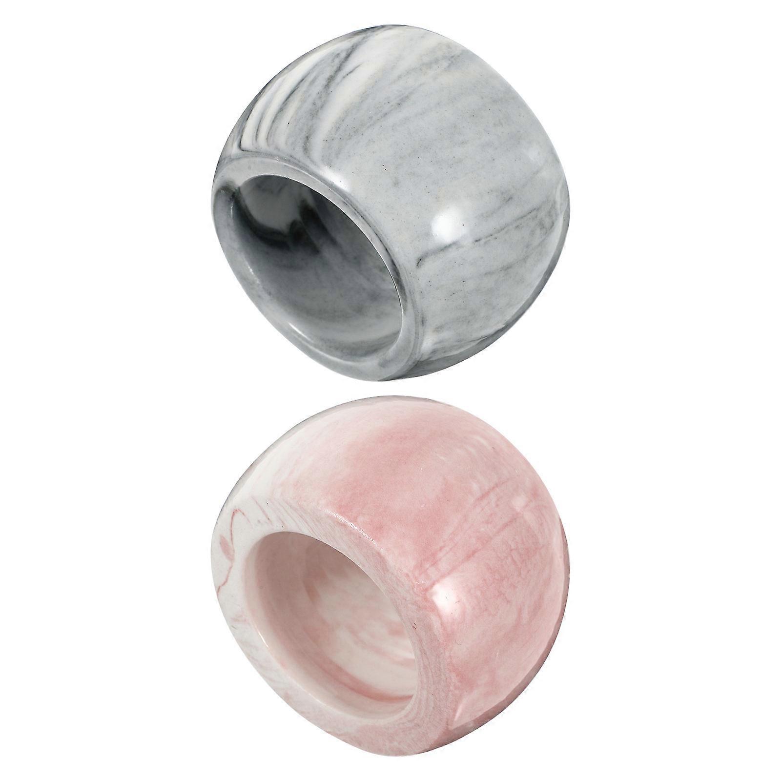 Pink Ceramic Toothbrush Holder with Marble Pattern for Storage 2Pcs