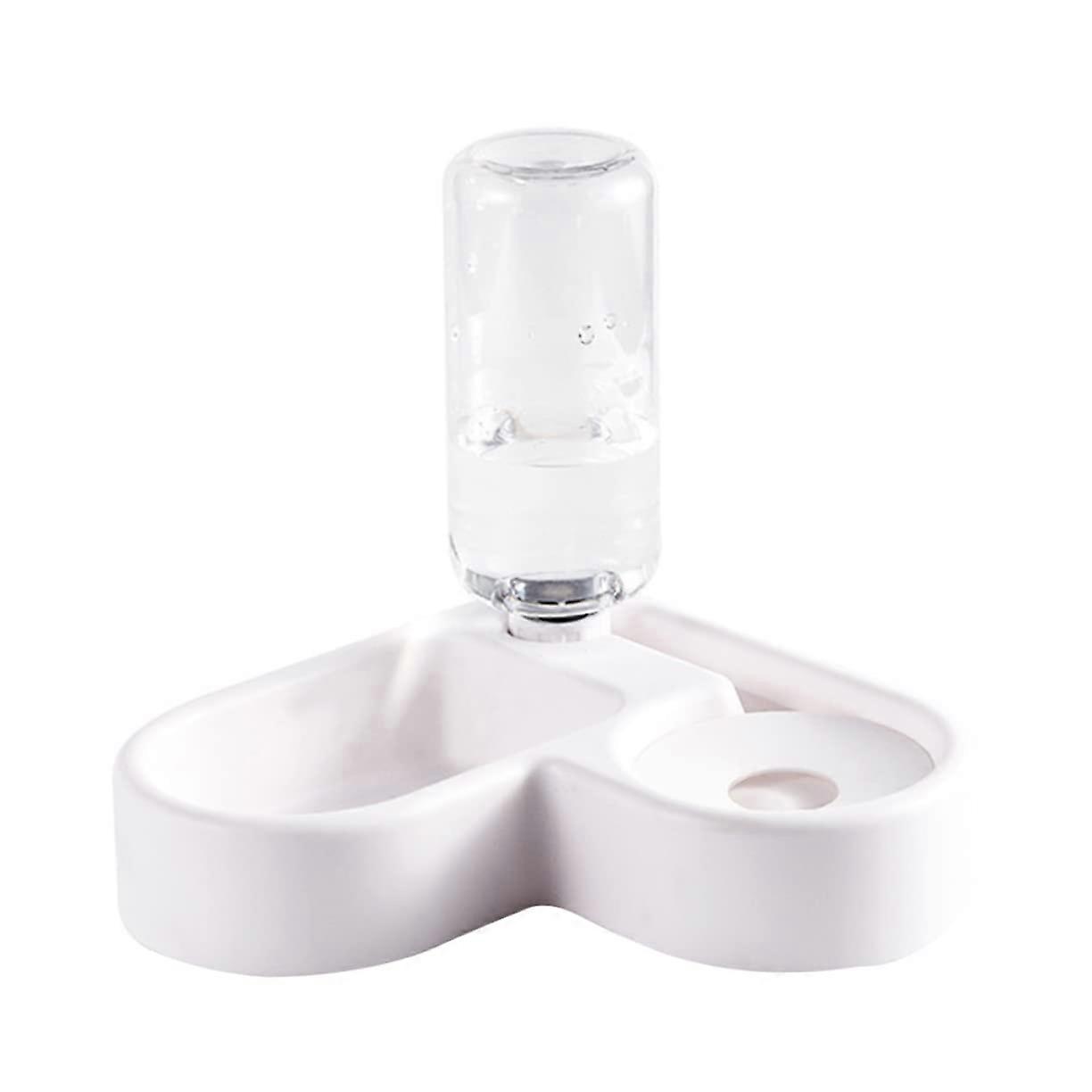 Automatic pet water and food bowl, water dispenser for dogs and cats, white, practical food dispenser with unique design and nonslip base.