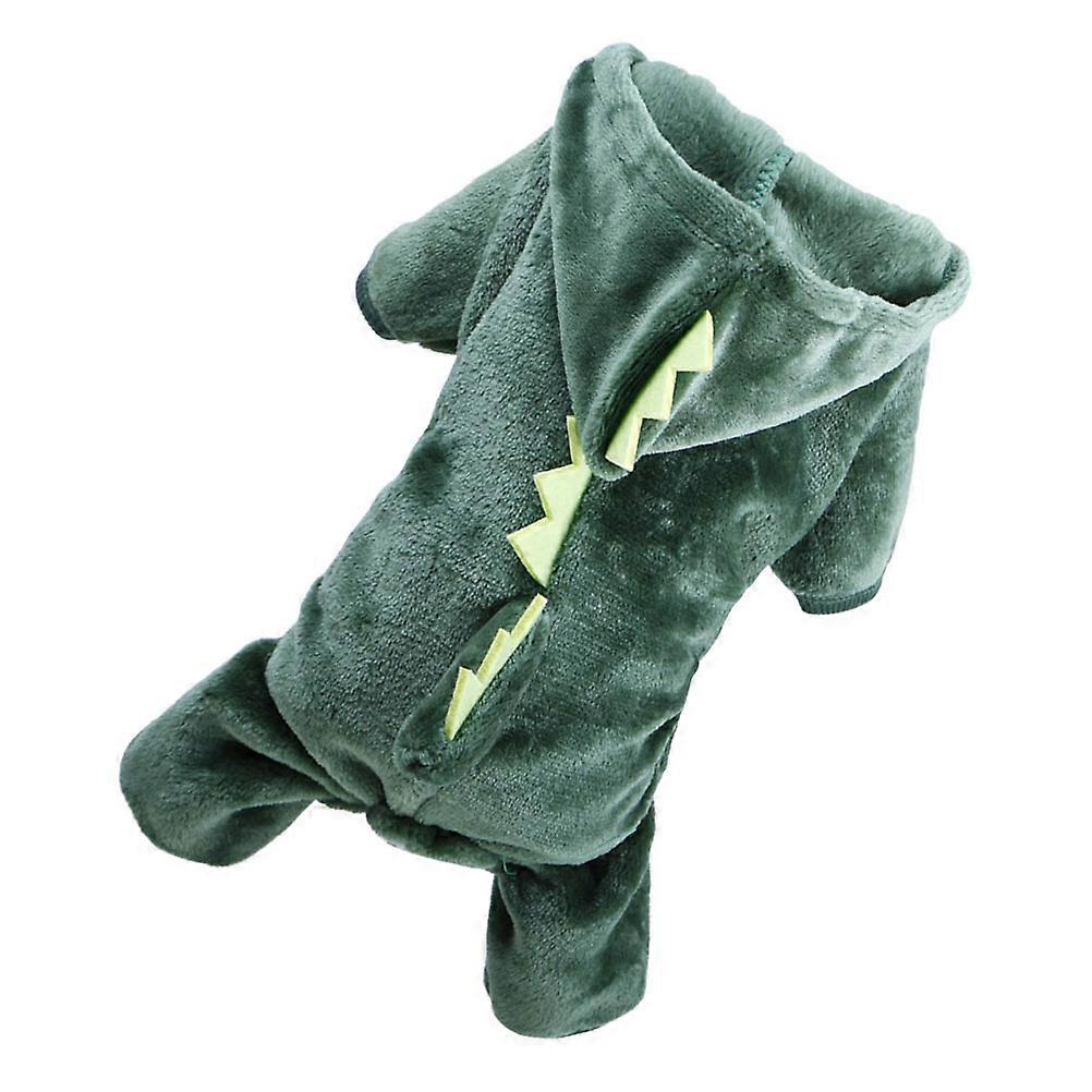 Dinosaur Designed Dog Jumpsuit for Pets Comfortable Coral Fleece Green Costume Apparel Size 0.5