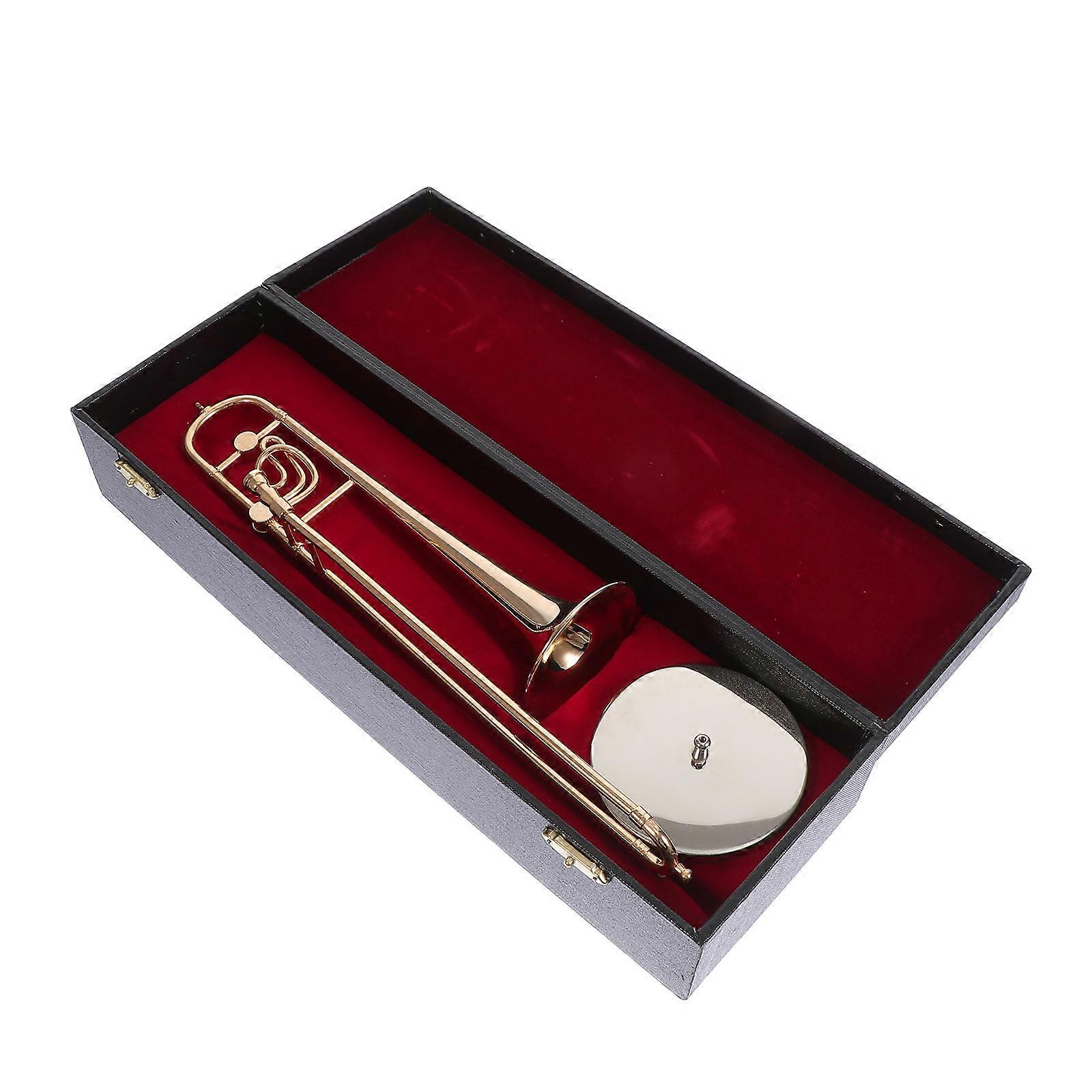 Elegant Trombone Model Home Decoration For Collectors 30X7.4X5.7CM Golden Copper Craft 1Set