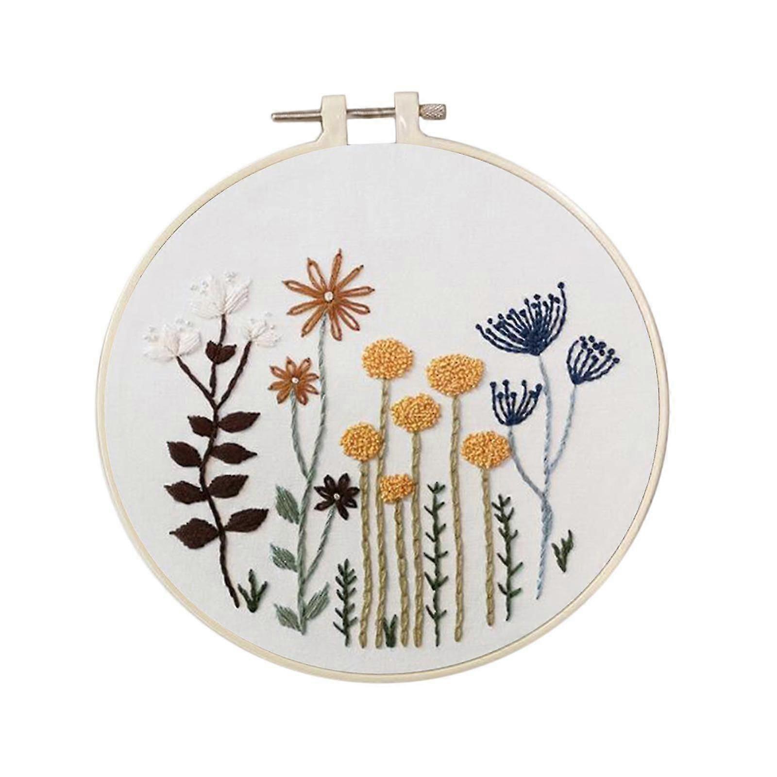 1 Set Embrodiery Starter Kits with Basic Tools DIY Needlework Gift C