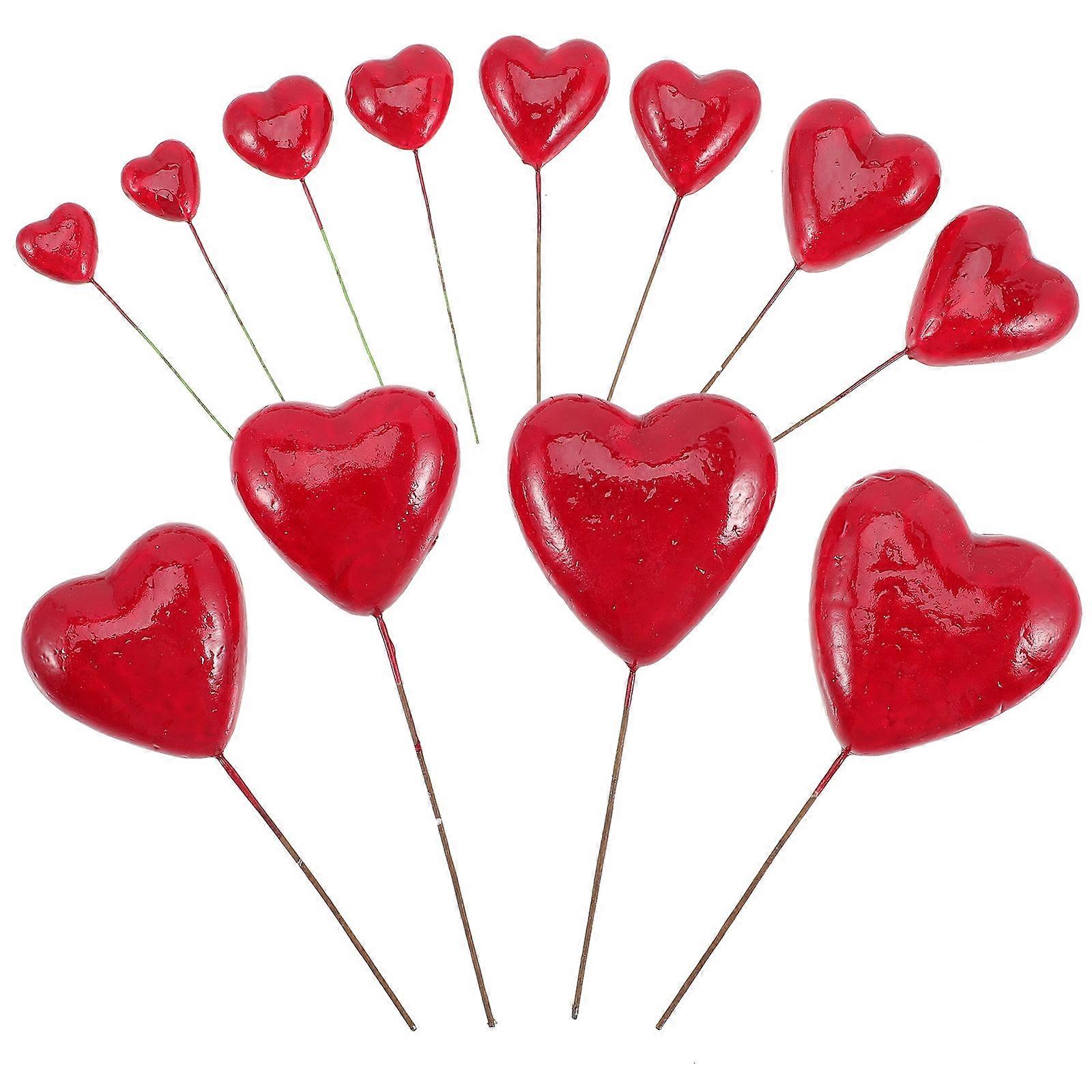 24pcs Red Foams Heart Shape Cake Inserts Cake Picks Cake Decor for Valentine's Day