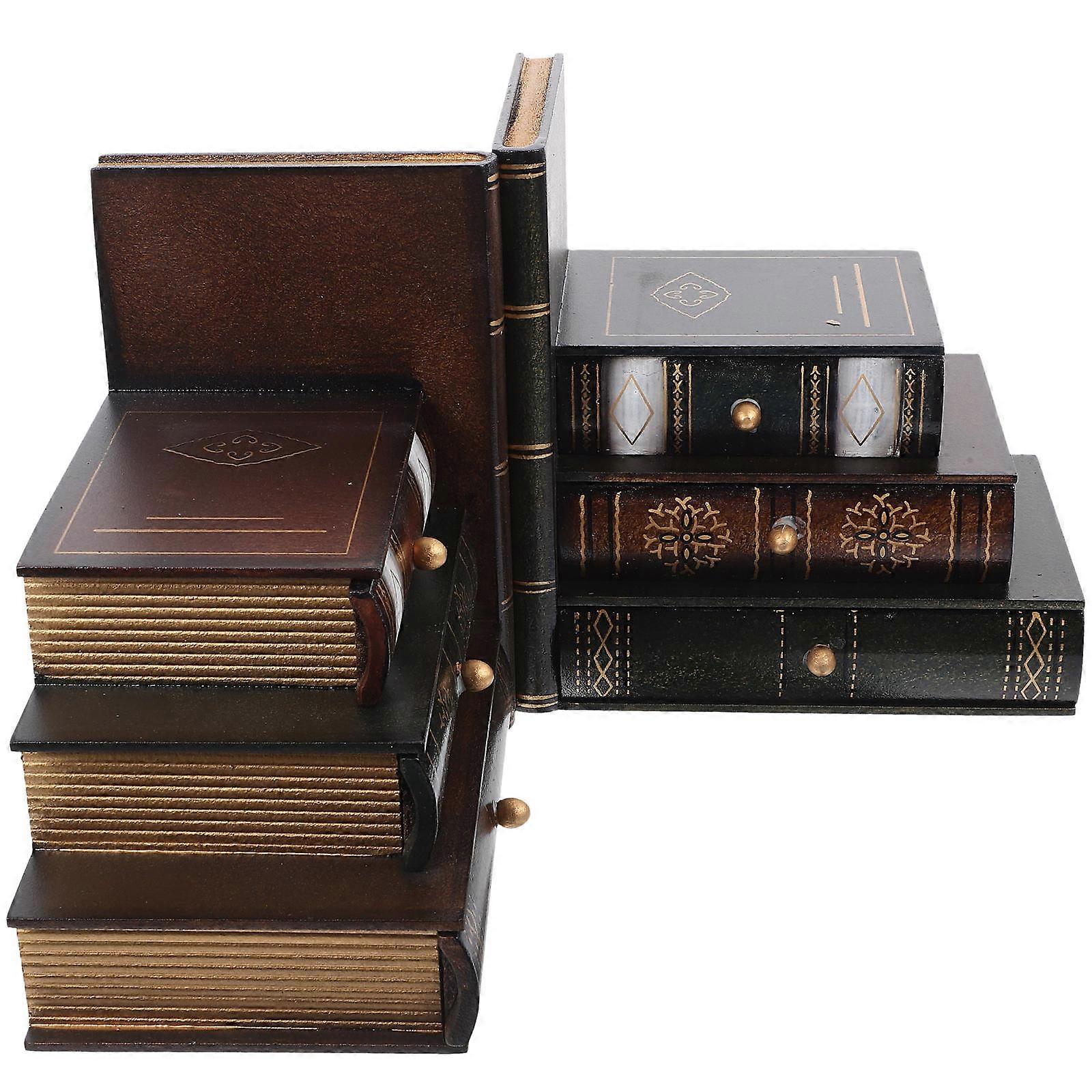 Wooden Storage Box with Bookend Design – Vintage Style Decorative Organizer for Home and Office Shelves – Ample Capacity and Elegant Appearance