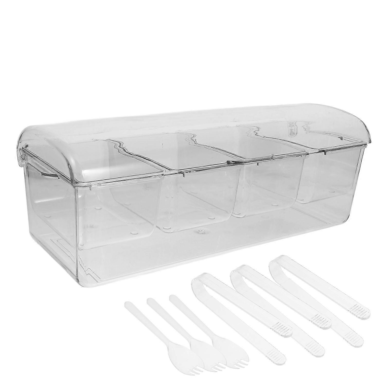 Storage Container with Separate Compartments for Fridge Use Transparent Multifunctional Chilled Box 1 Set