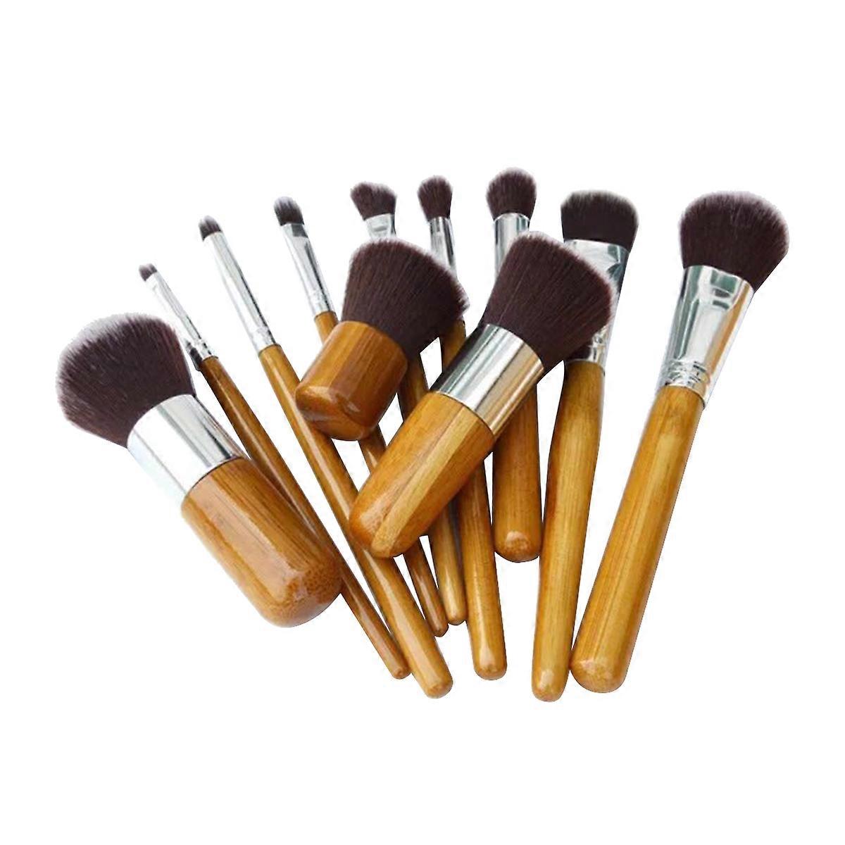 Makeup Brush Set for Women with 11pcs Bamboo and Nylon Wool Brushes Perfect for Daily Use
