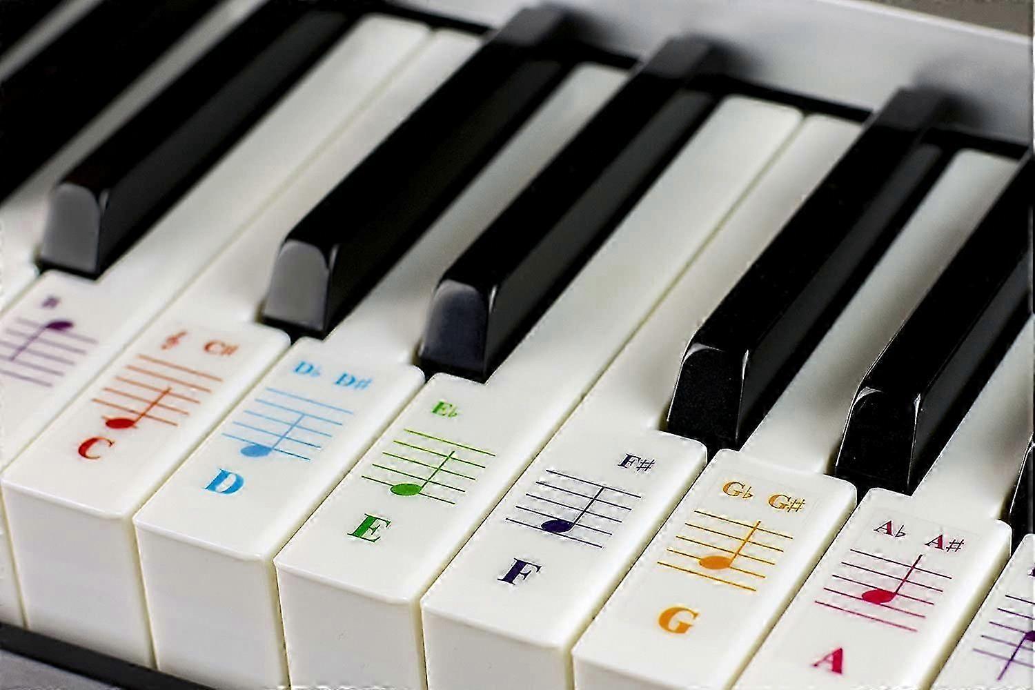Color Piano Stickers for 88/76/61/54/49/37 Key Keyboards Transparent and Removable