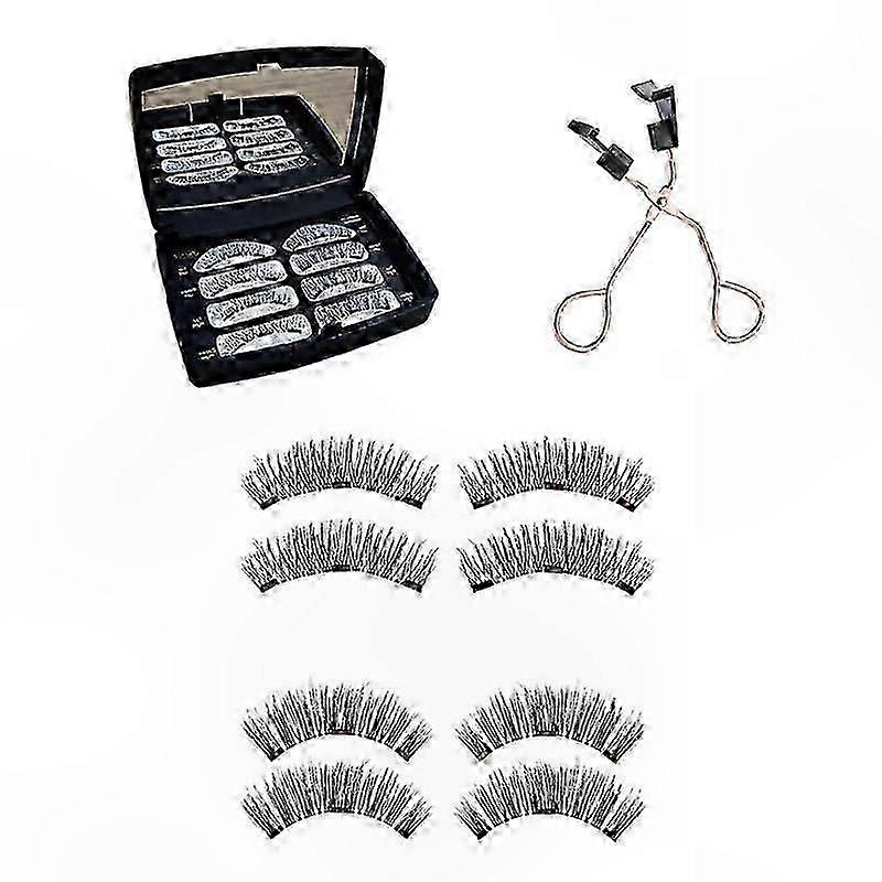Magnetic 3D Natural Style Lashes Dual Set No Glue No Liner Required Easy Application Reusable Magnetic Eyelash Kit