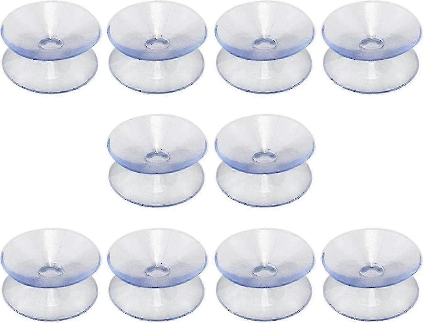 Non-Slip Double-Sided Suction Cups for Glass Table Top, 10 Pack Hookless Hooks, Multi-Functional Adhesive Pads, 30mm Diameter Transparent Sticky Holde