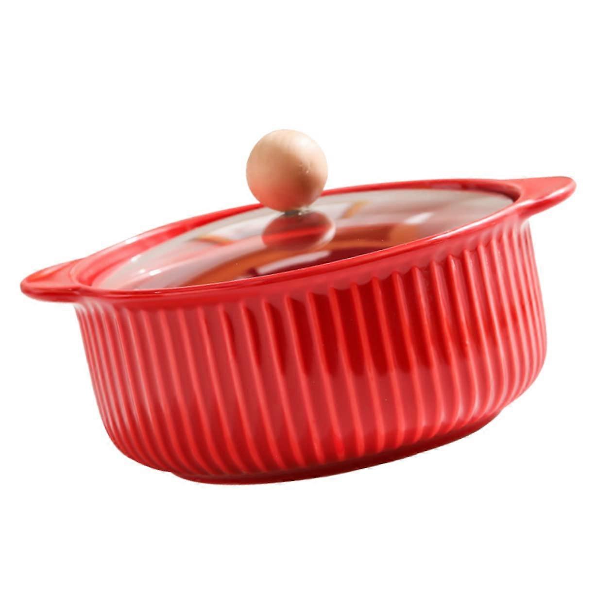 Instant Small Bowl with Lid Ramen Noodles Mixing Bowl Red Glass